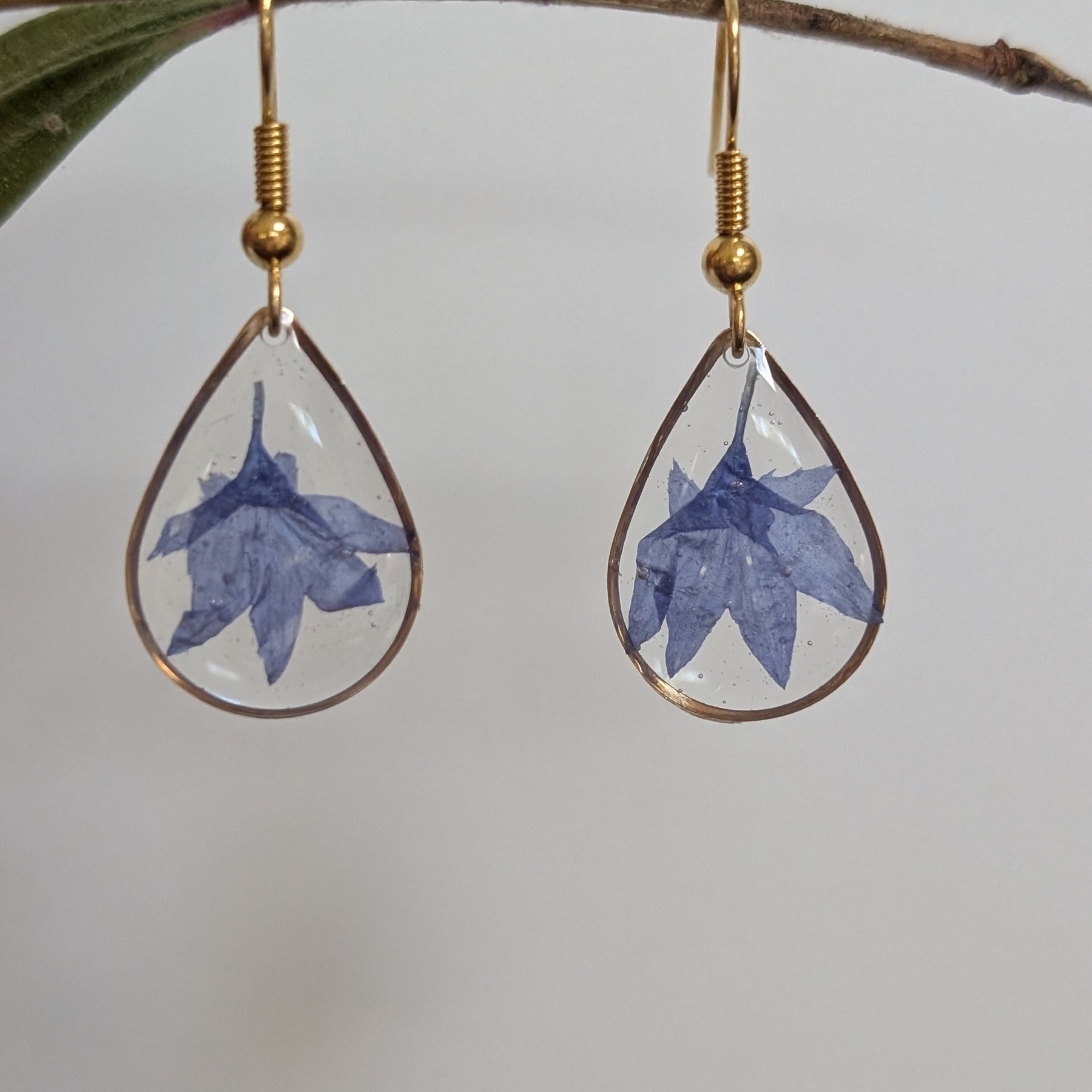 Cornflower Resin Earrings, Elegant, Lightweight