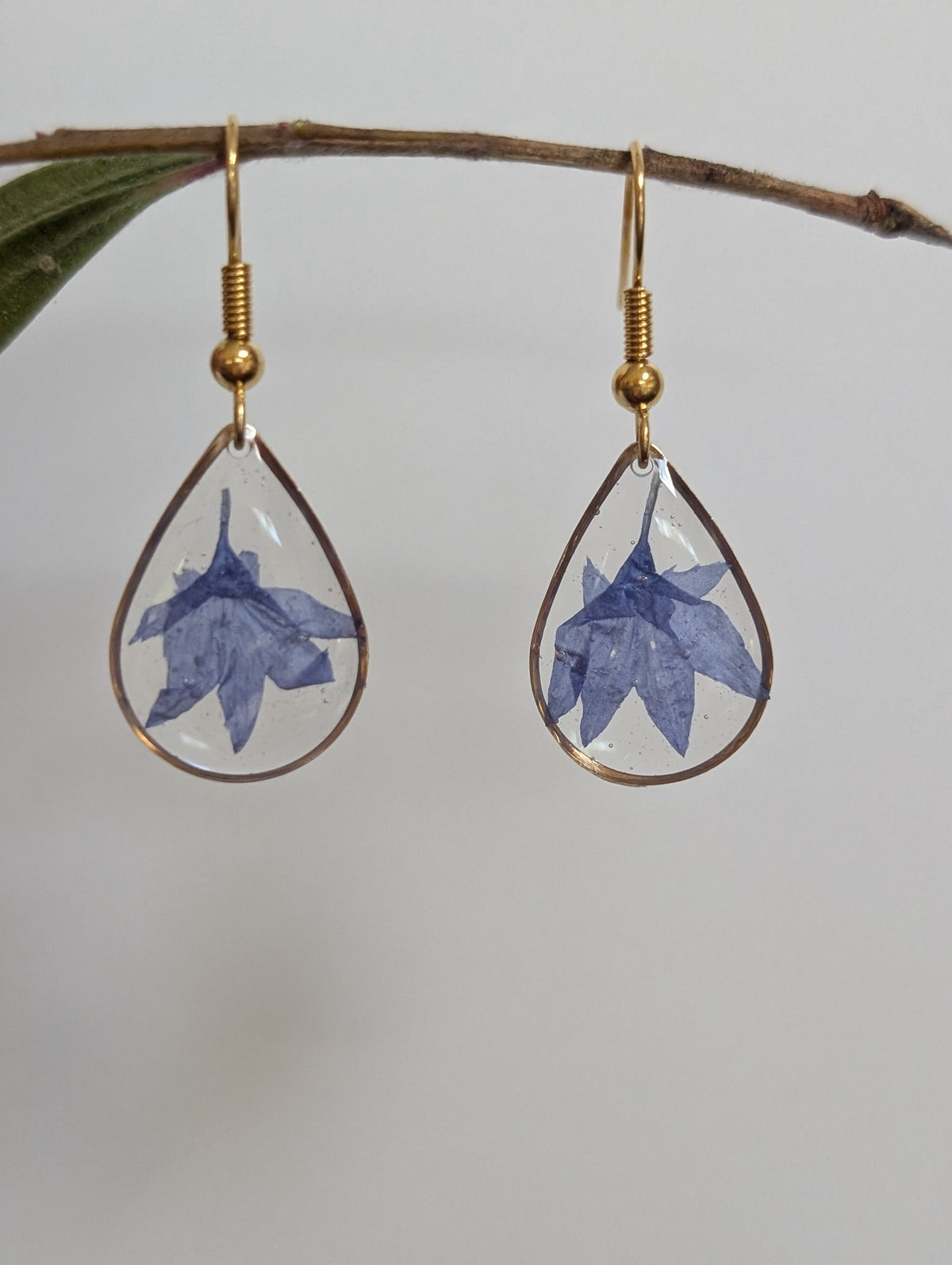 Cornflower Resin Earrings, Elegant, Lightweight