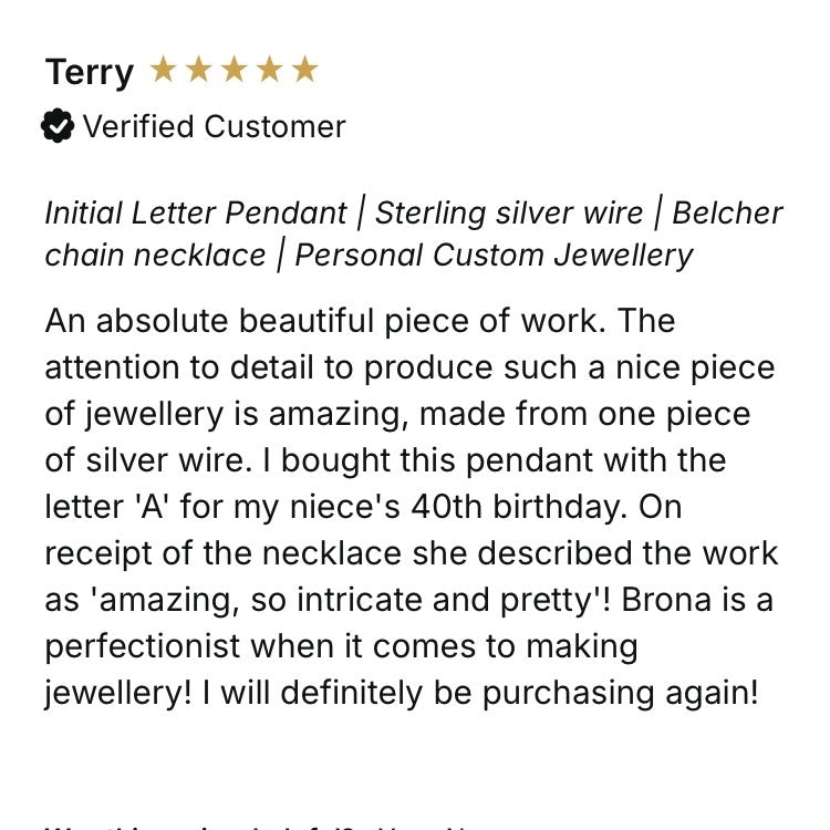 Initial Letter Pendant | Sterling silver wire | Personalised jewellery