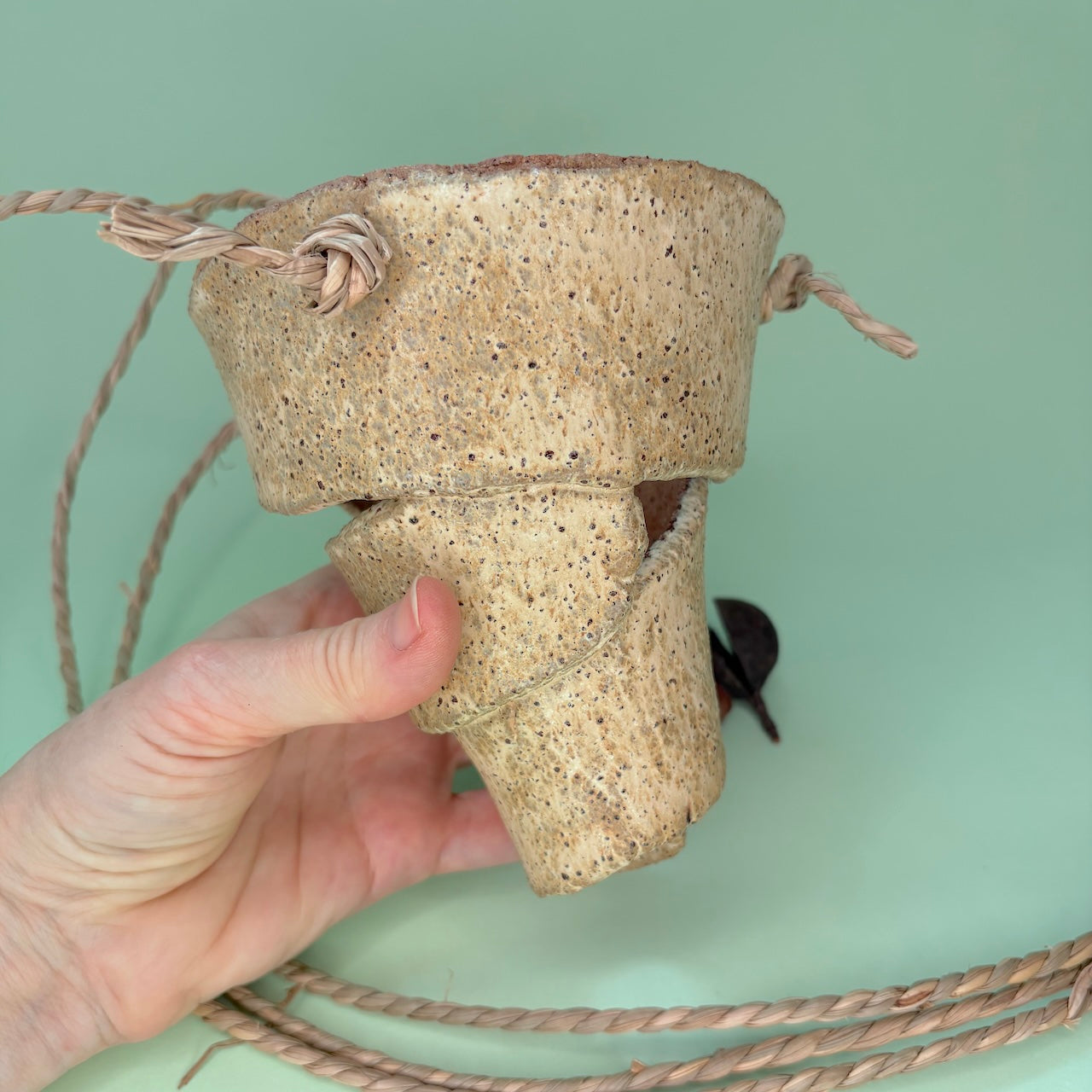 Ceramic hanging orchid pot – spiral design