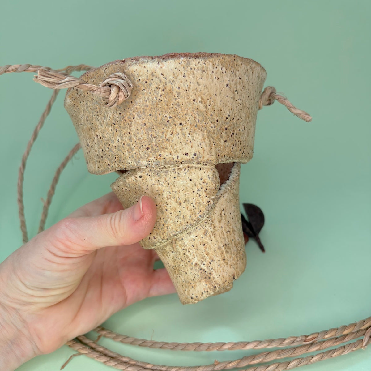 Ceramic hanging orchid pot – spiral design