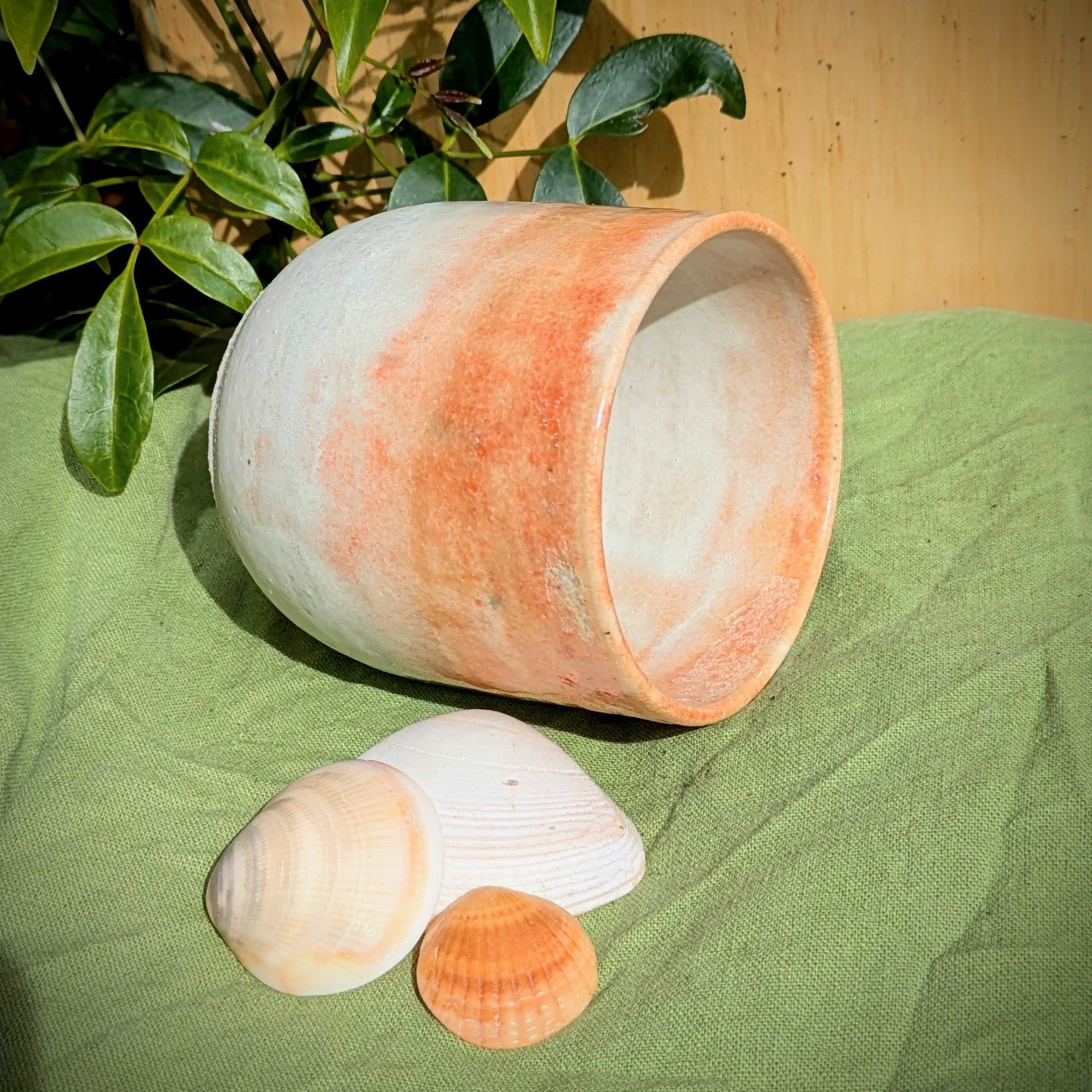 Amber and white cup