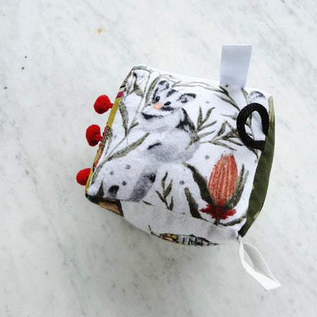 Sensory baby cube. Soft fabric toddler block. Baby shower and newborn gift.