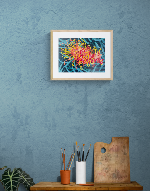 Sweet Grevillea - Original Acrylic Painting Australian Native Grevillea