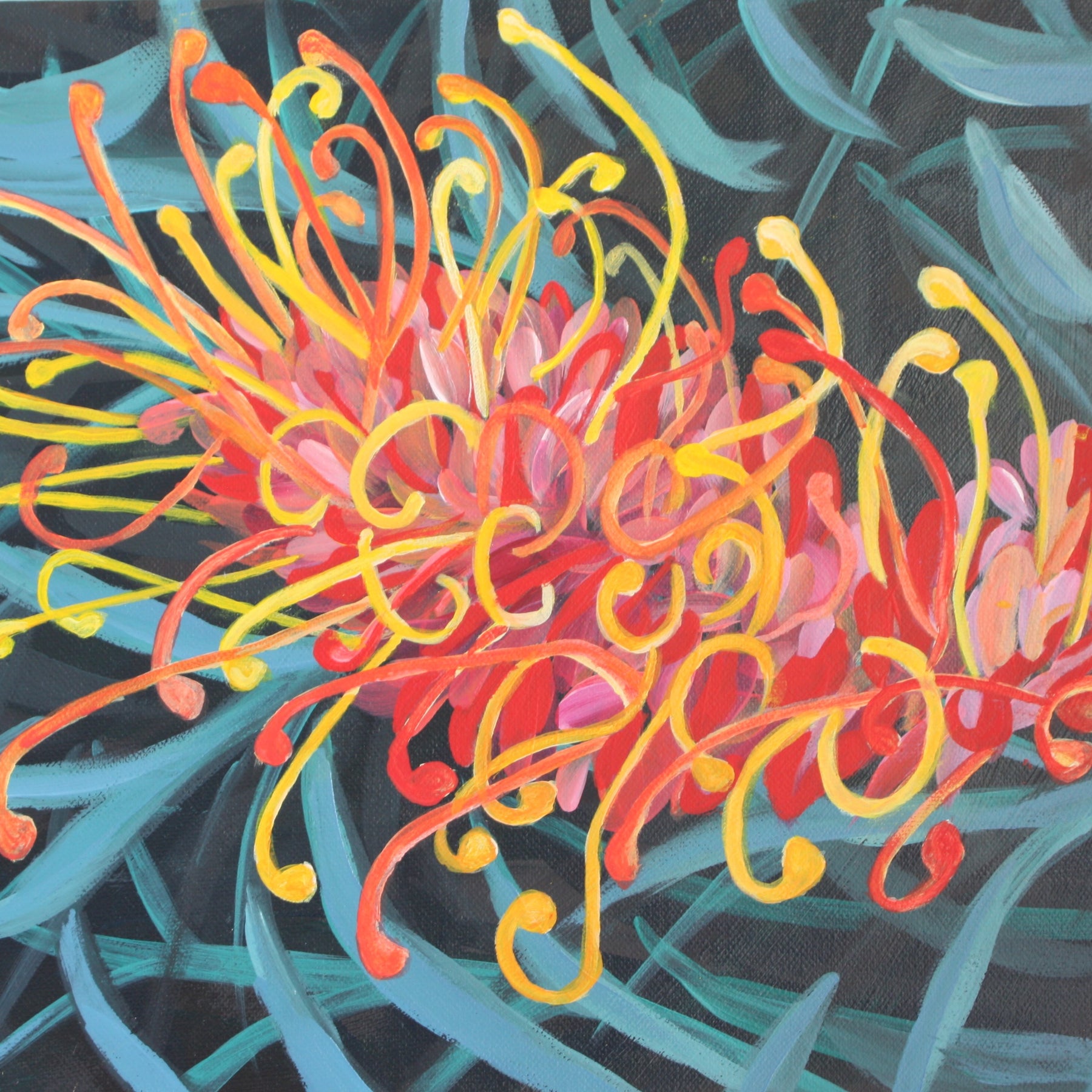 Sweet Grevillea - Original Acrylic Painting Australian Native Grevillea