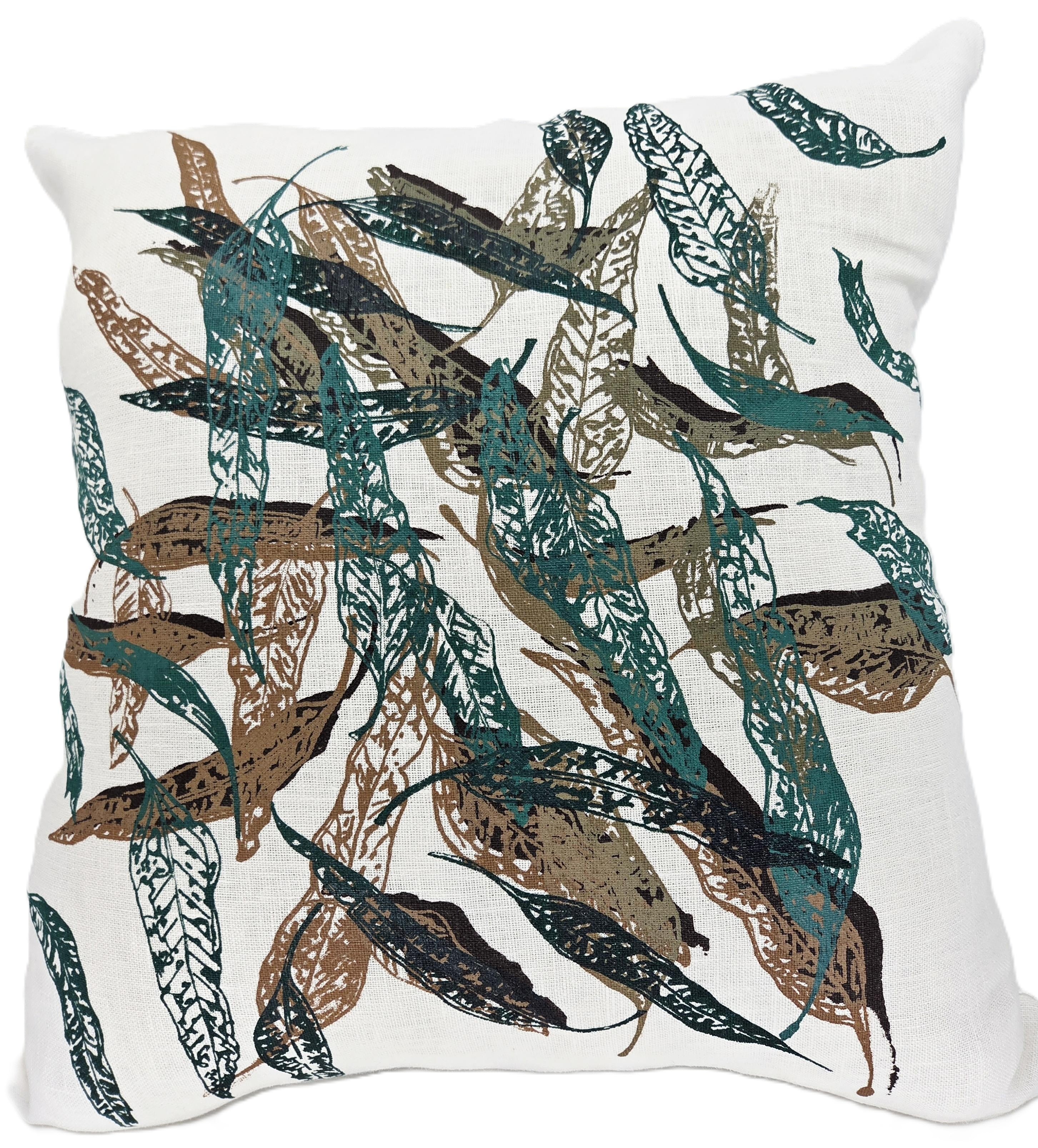 Hand Screen Printed Linen Cushion Covers- Fallen Leaves (2 colourways)