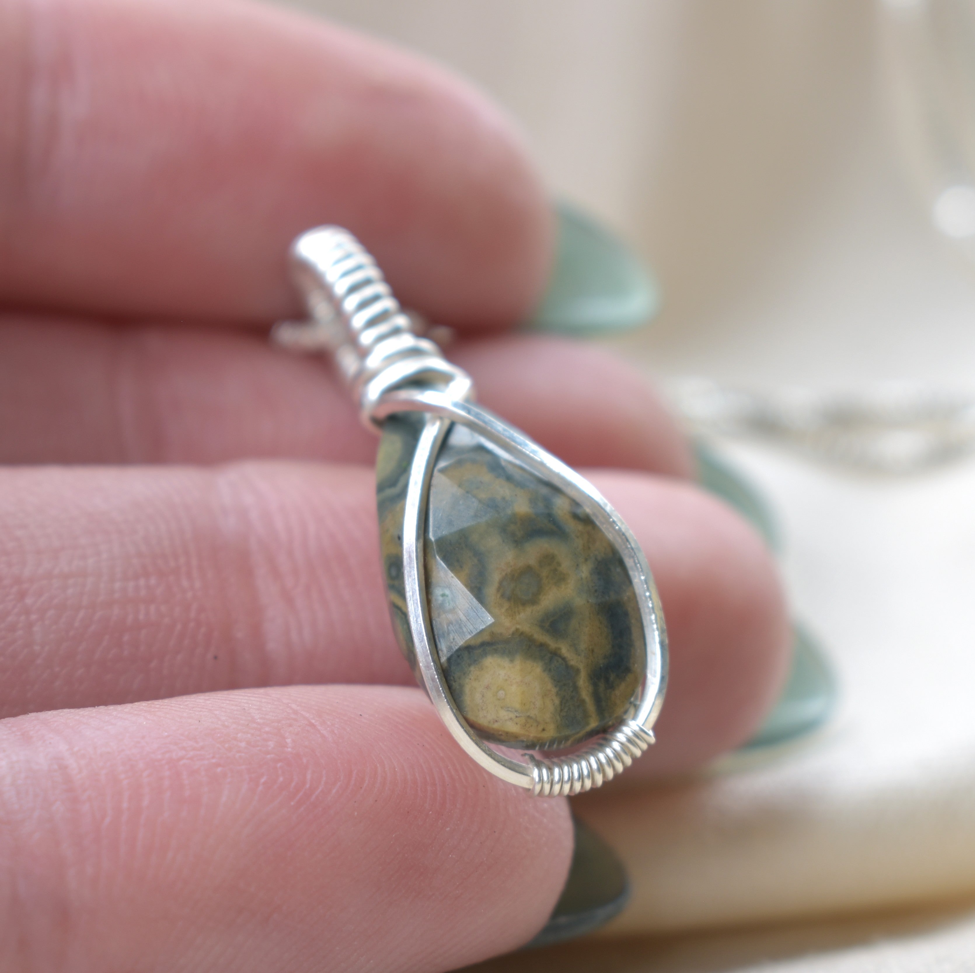 Sea Garden - Ocean Jasper Talisman Pendant in Silver