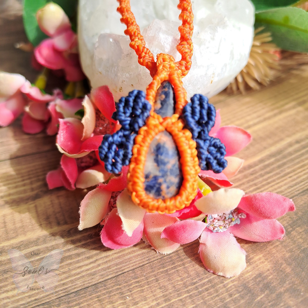 Sunset Sodalite Micro Macramé Necklace