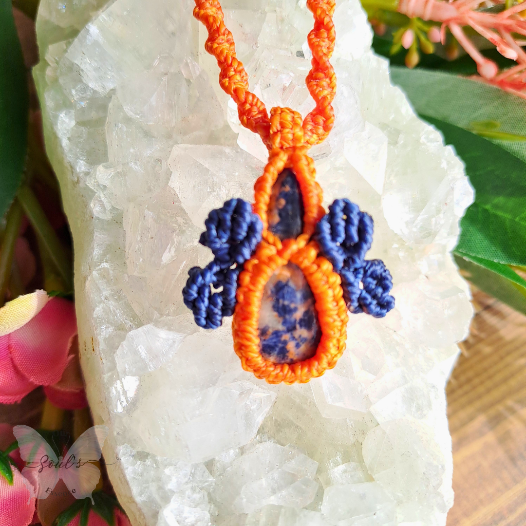Sunset Sodalite Micro Macramé Necklace