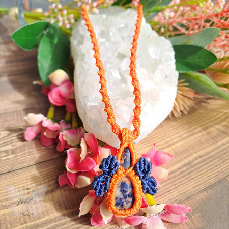 Sunset Sodalite Micro Macramé Necklace