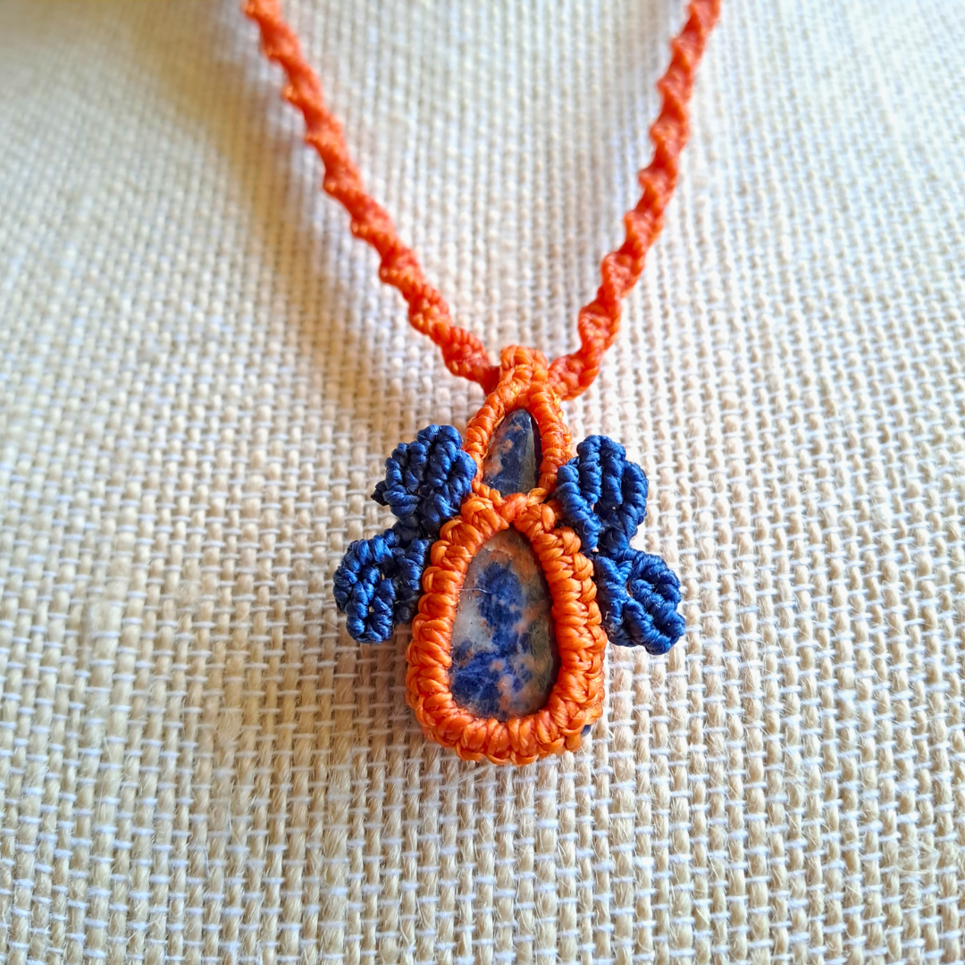Sunset Sodalite Micro Macramé Necklace
