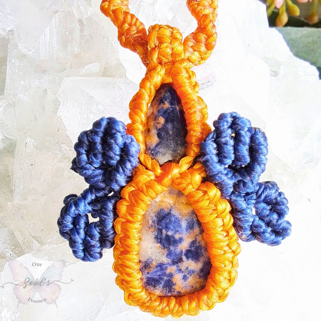 Sunset Sodalite Micro Macramé Necklace