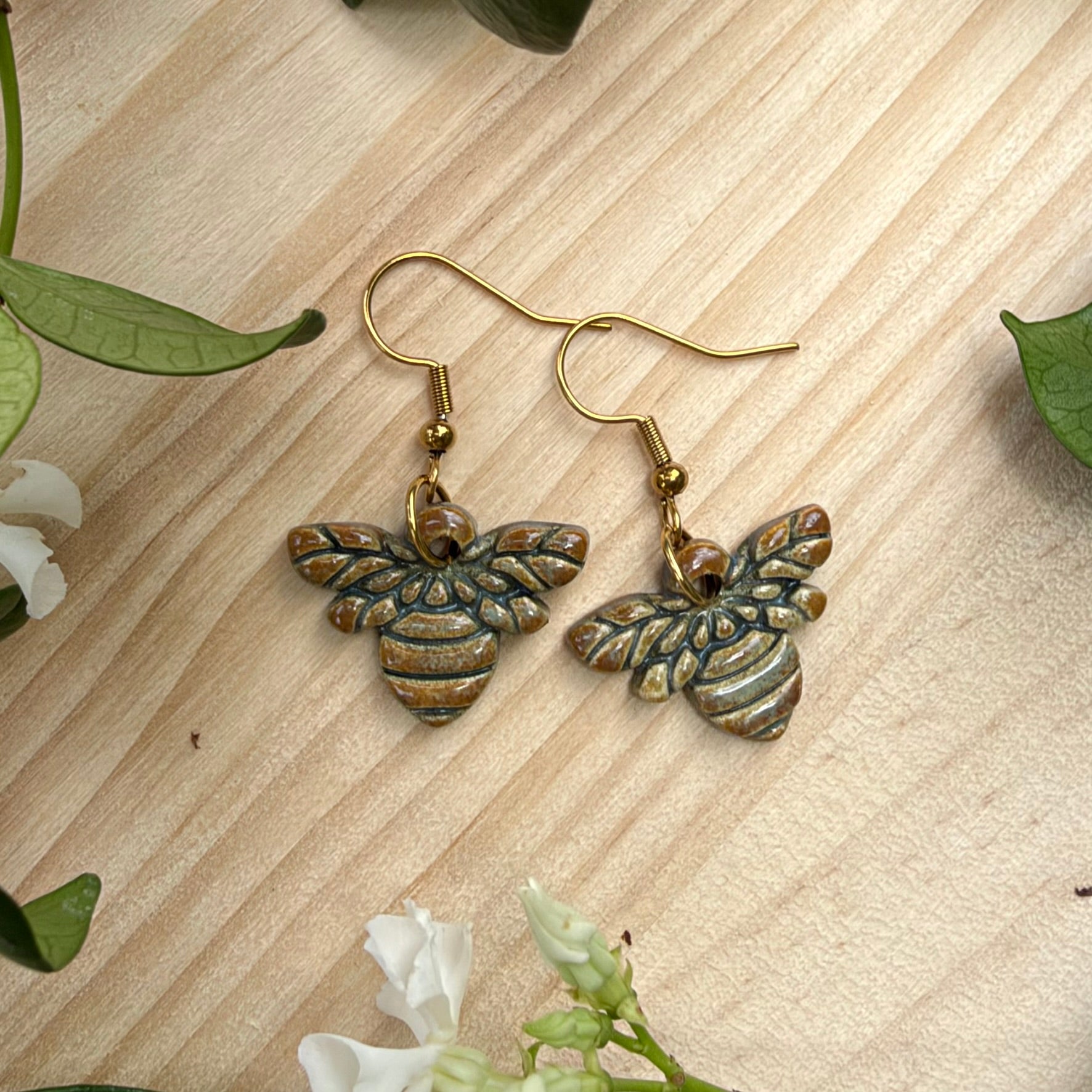 Ceramic Bee Earrings - Lightweight