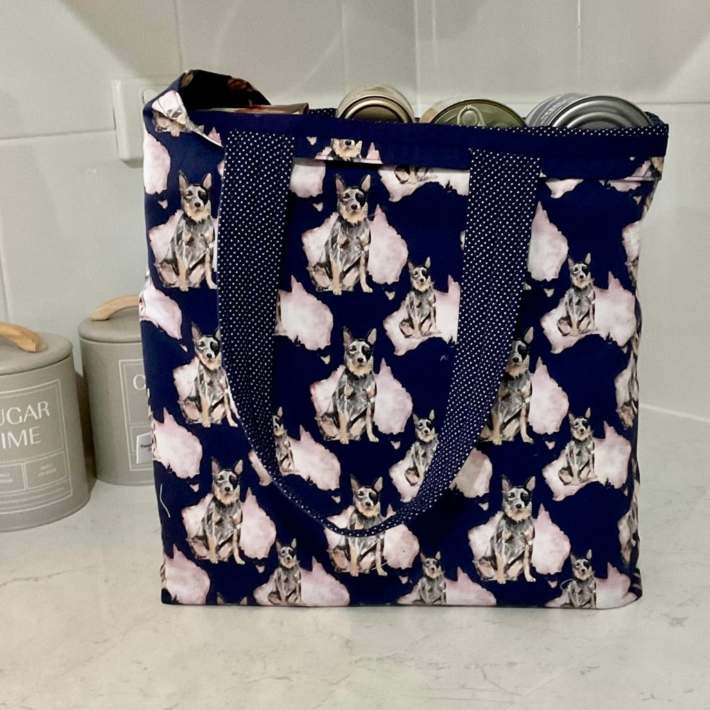 Grocery Tote ... Australian Cattle Dog ...Lined with storage bag