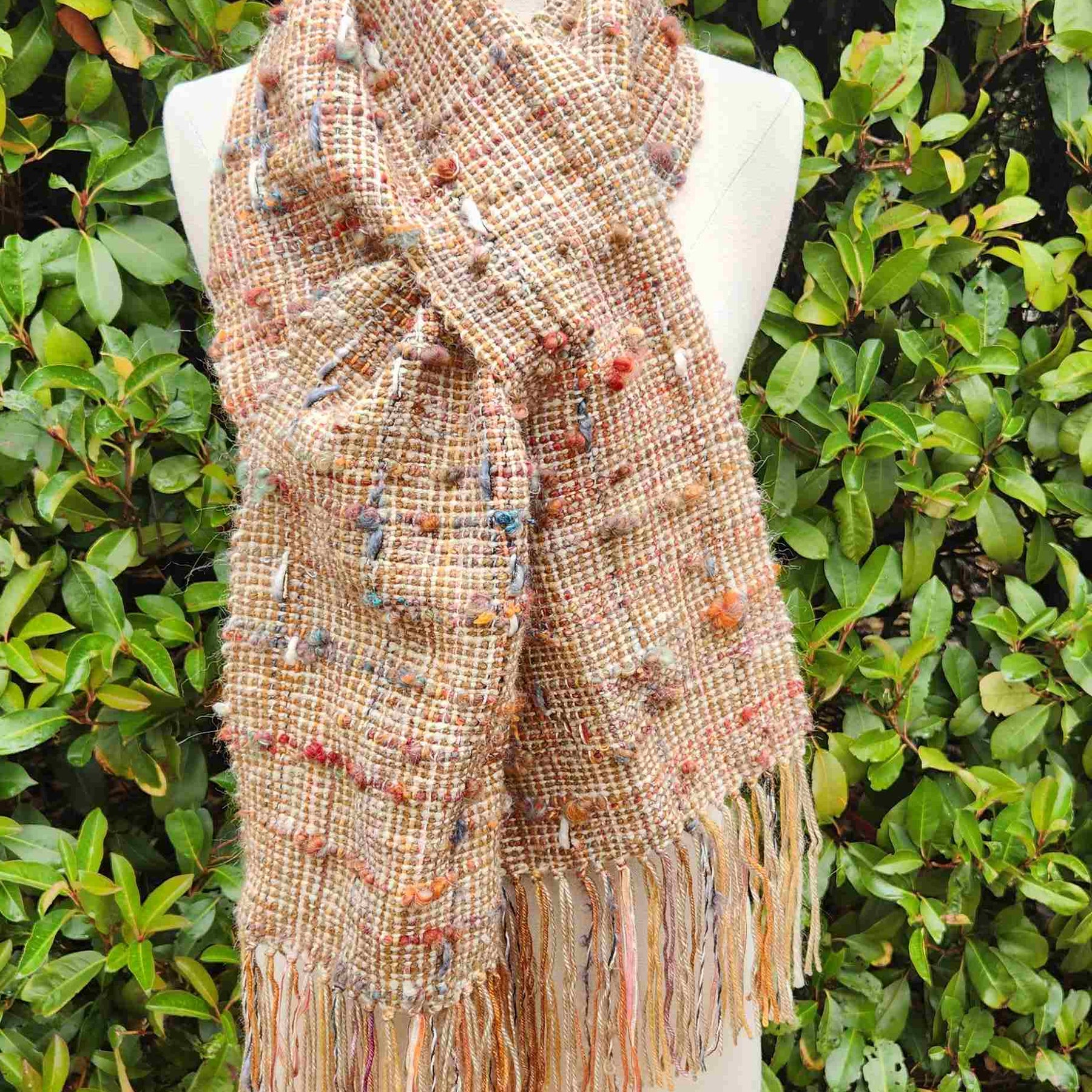 Hand woven "pull through" scarf