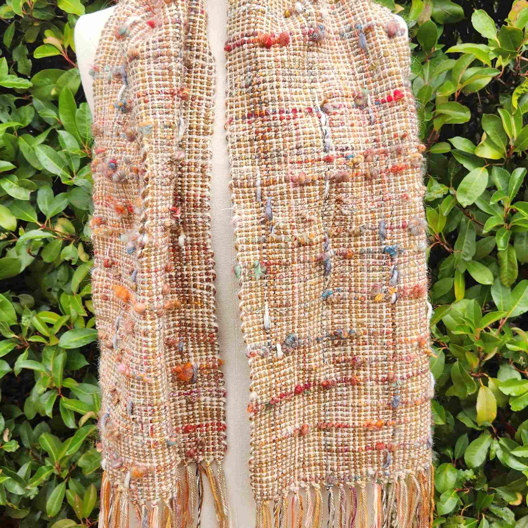 Hand woven "pull through" scarf