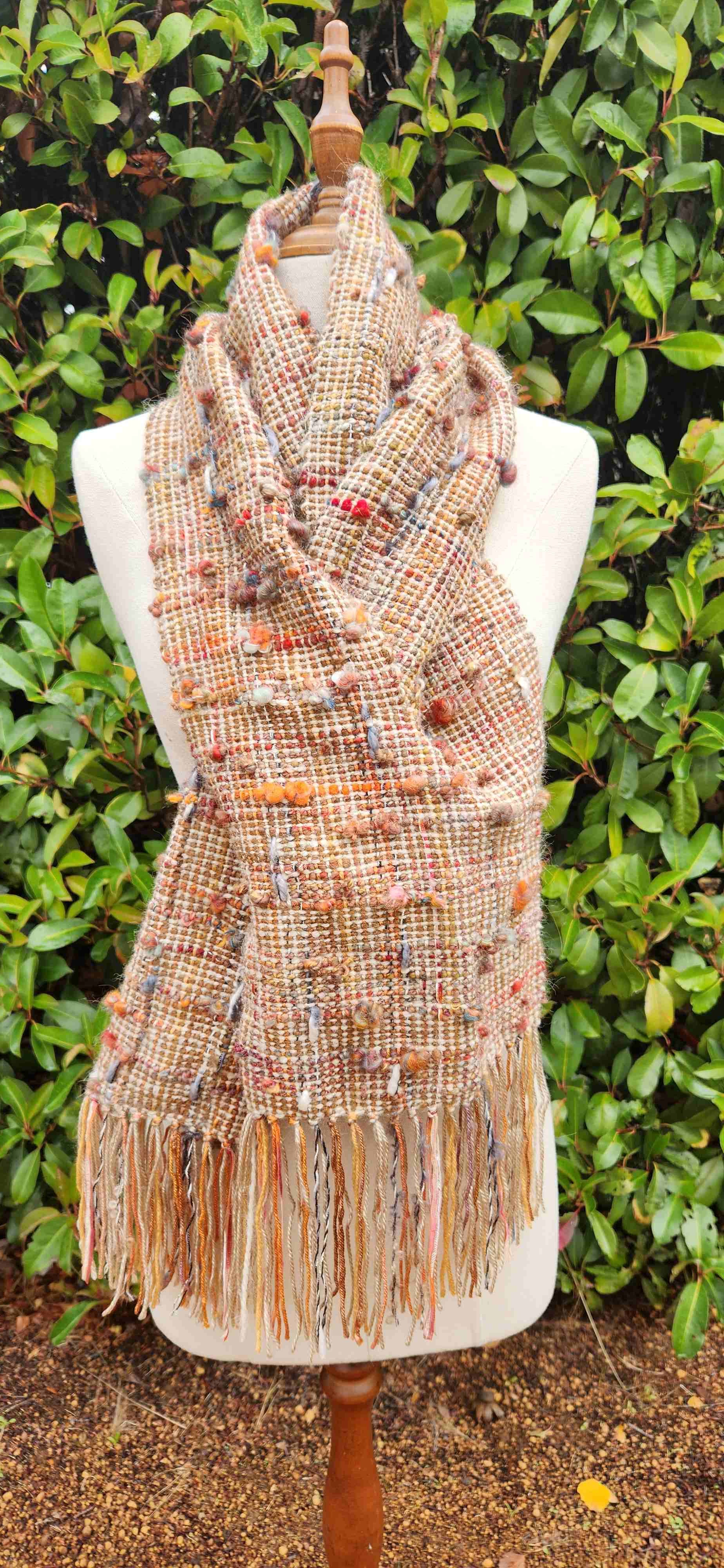 Hand woven "pull through" scarf