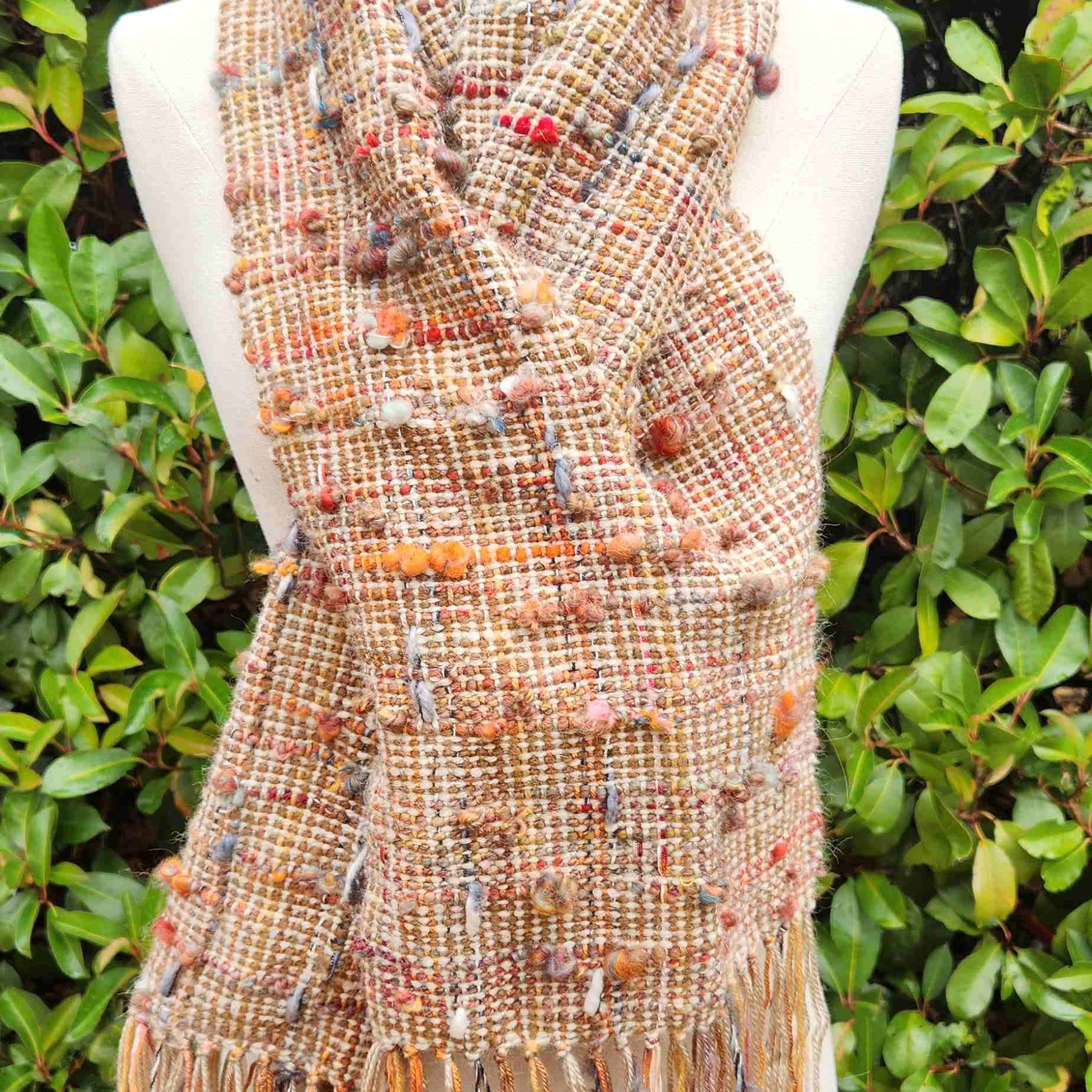 Hand woven "pull through" scarf