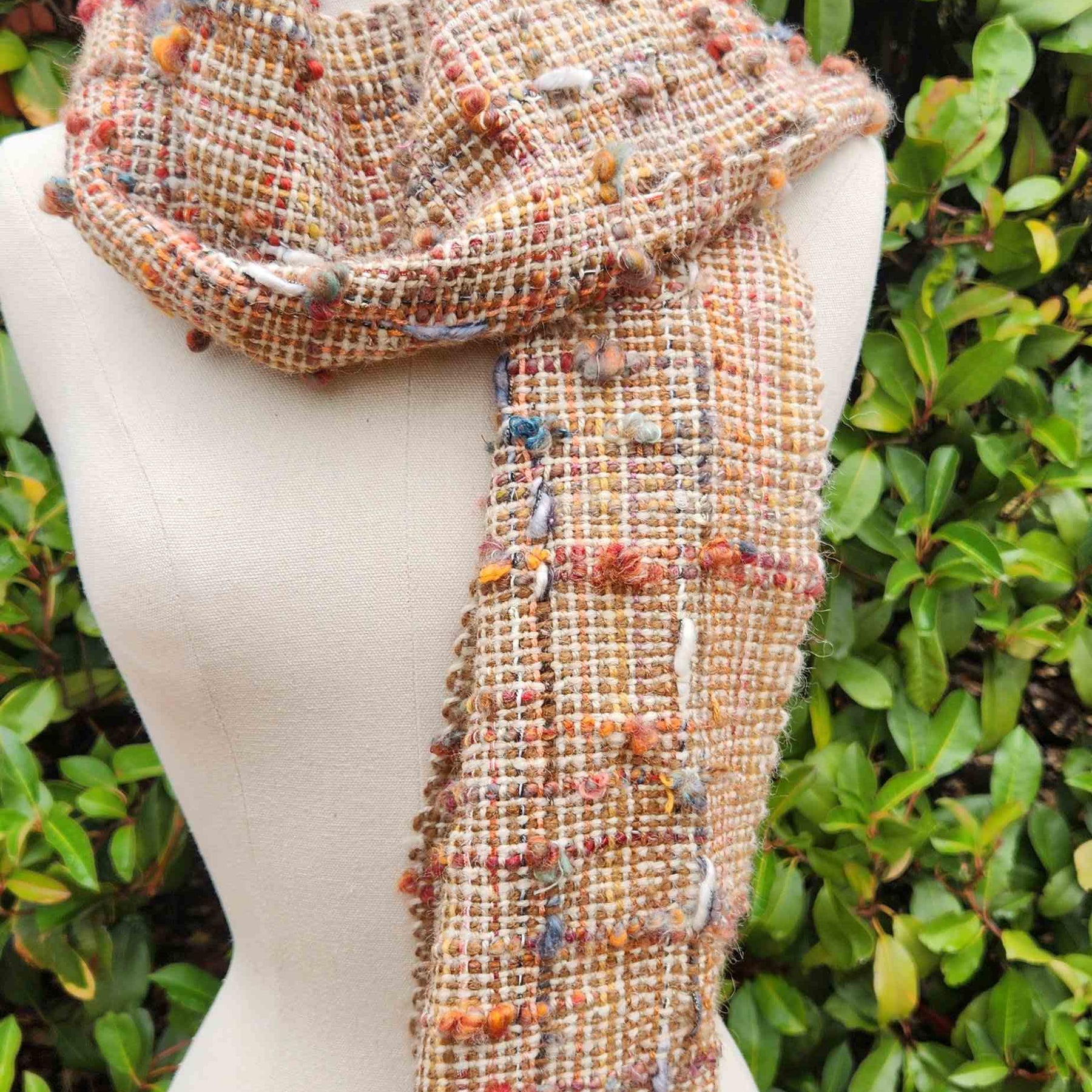 Hand woven "pull through" scarf