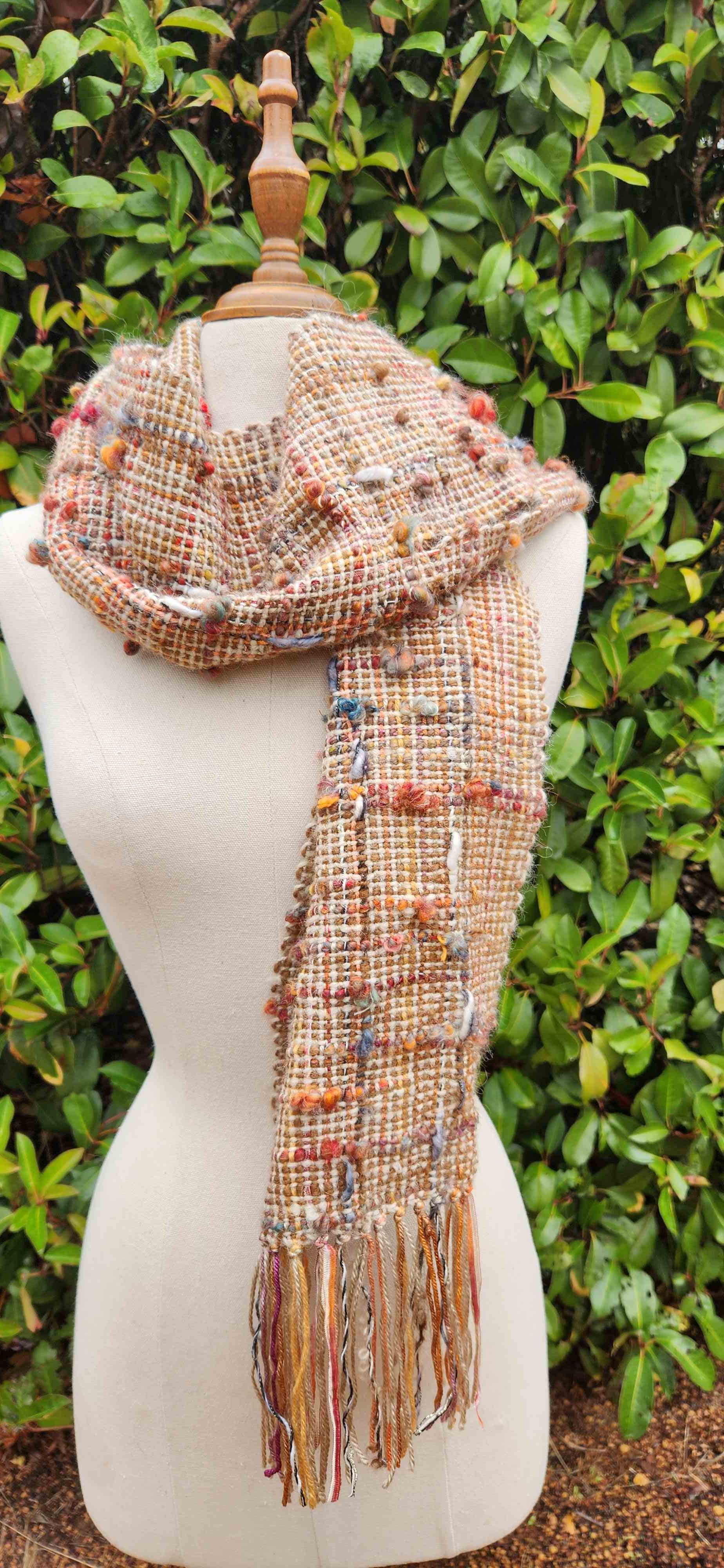 Hand woven "pull through" scarf