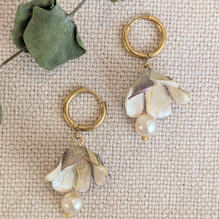 Handmade Paper Floral Earrings, Botanical Hoop Earrings, Eco Friendly Gift