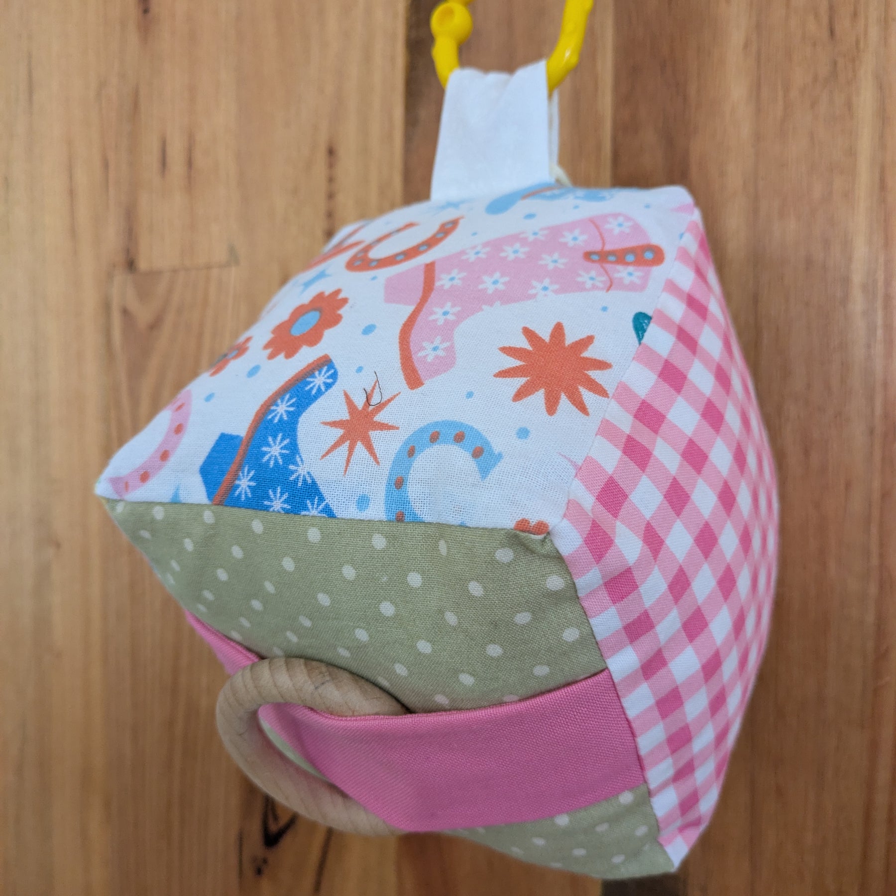 Western Cowgirl Pink Check Soft Baby Cube
