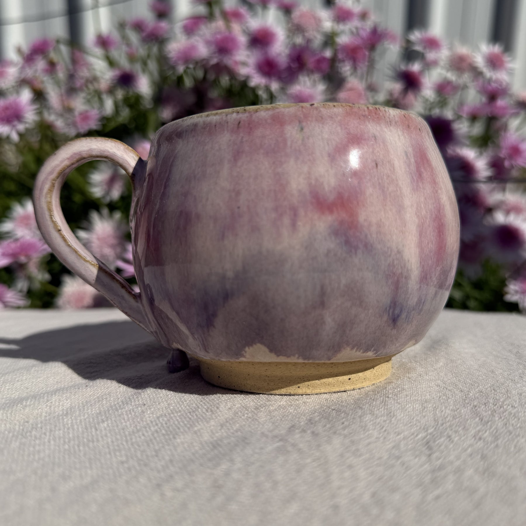 Large Cotton Candy Teacup - Glazedrip Soft Pink & Lavender Ceramic cup