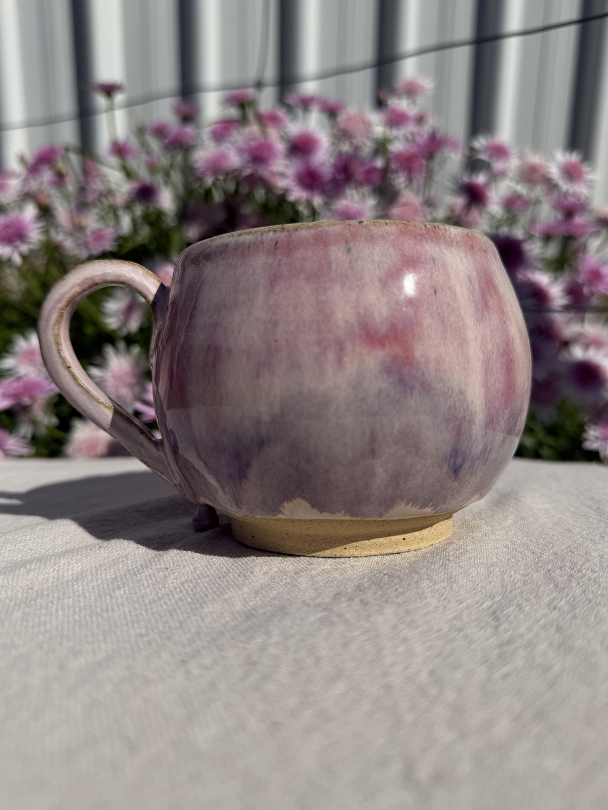 Large Cotton Candy Teacup - Glazedrip Soft Pink & Lavender Ceramic cup