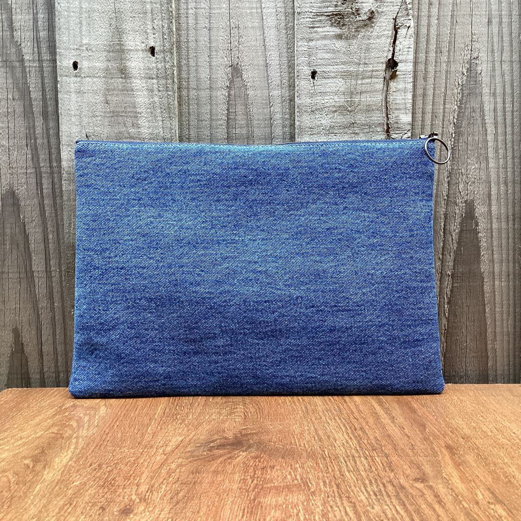 Large Upcycled Denim Pencil Case – Three Denim Hearts