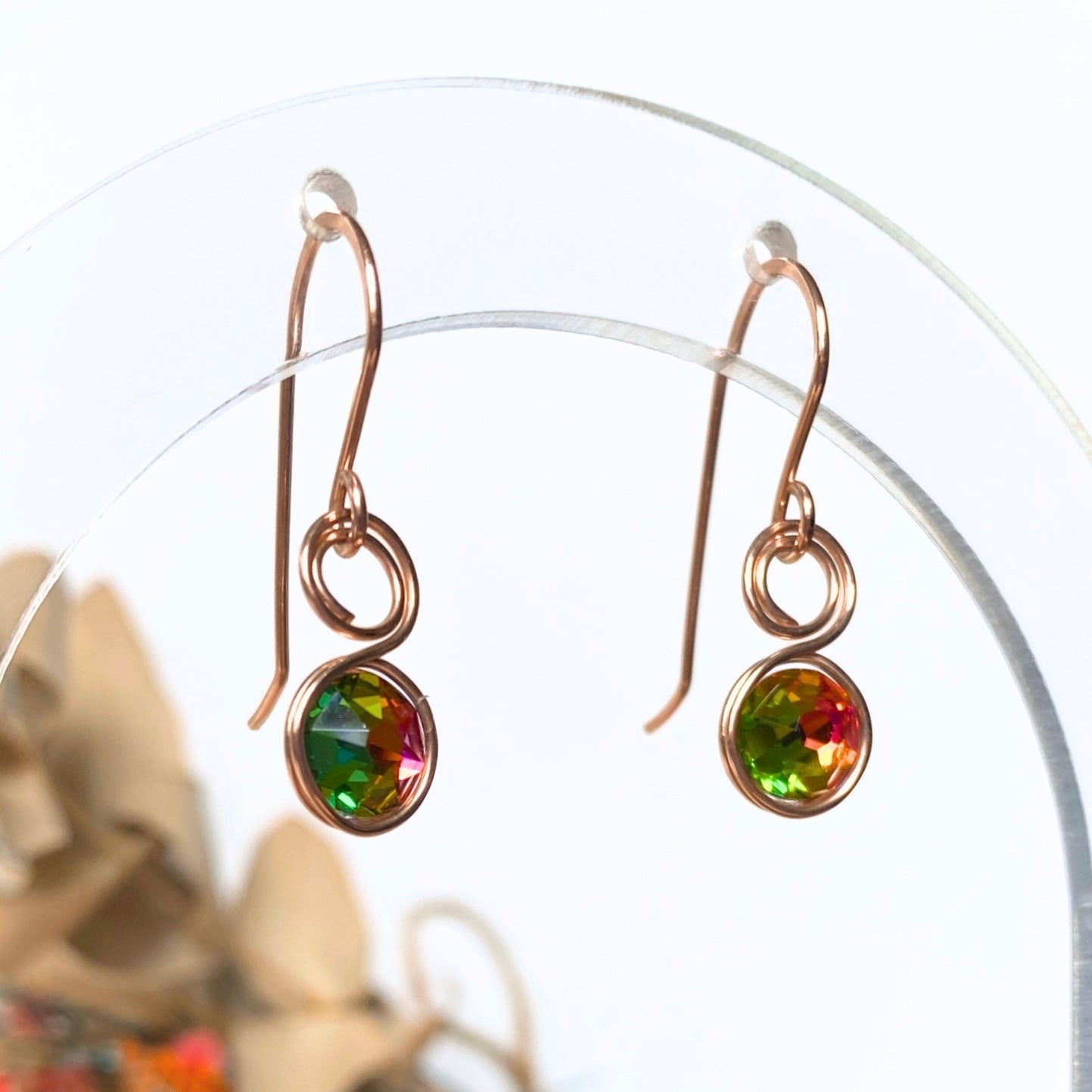 Birthstone crystal dangle earrings | 14k Gold-filled | Multiple options