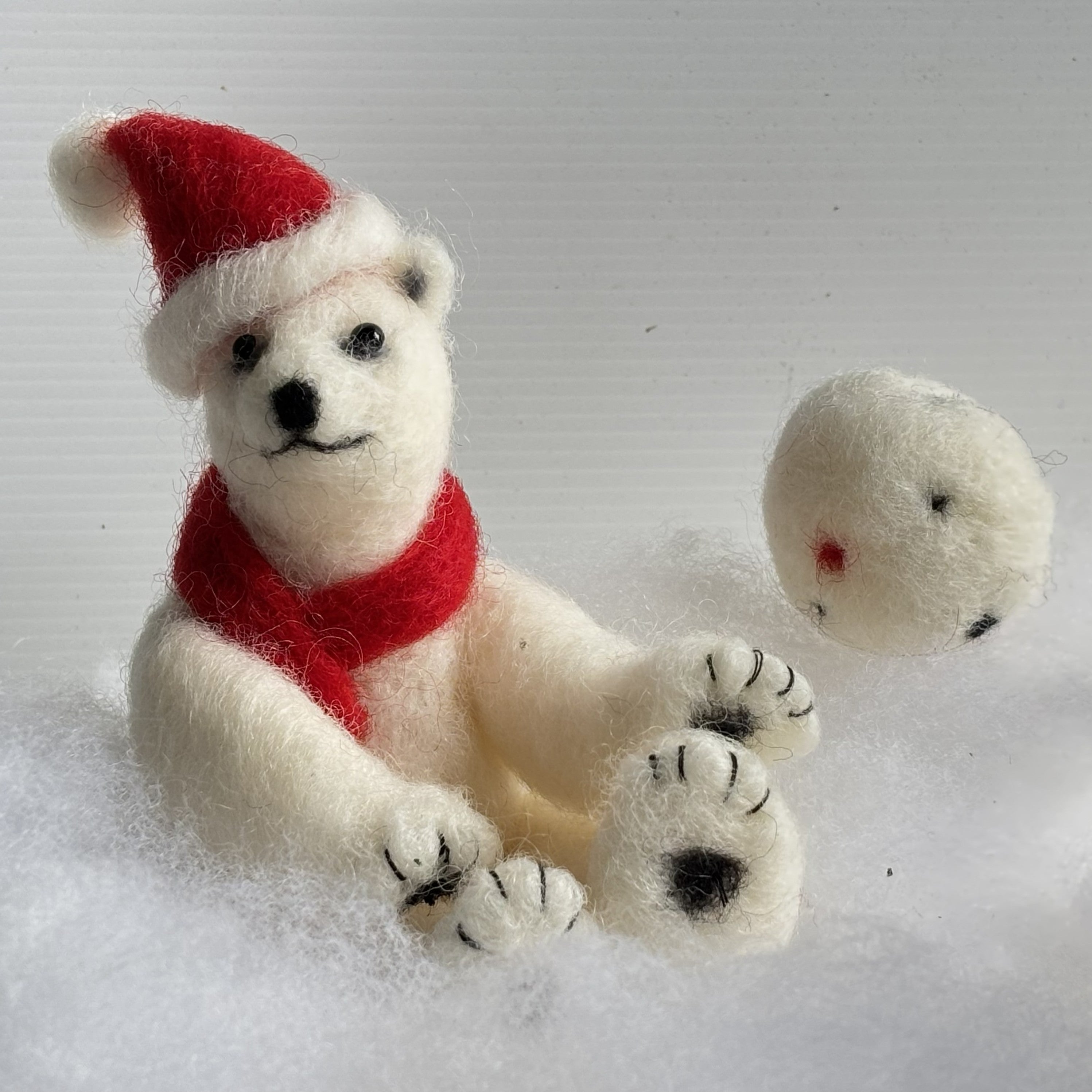 Christmas Polar Bear needle felt art animal decoration