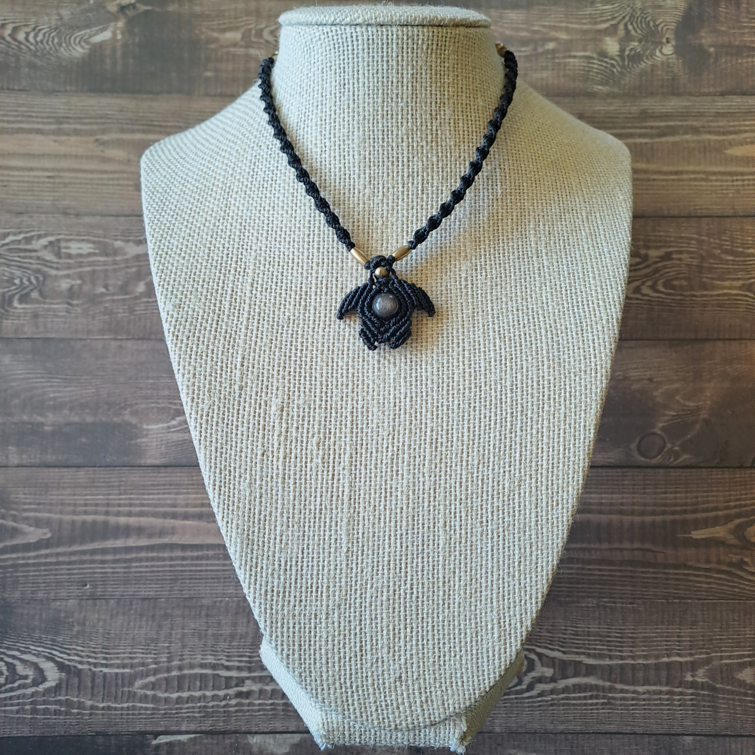 Silver Sheen Obsidian Micro Macramé Necklace