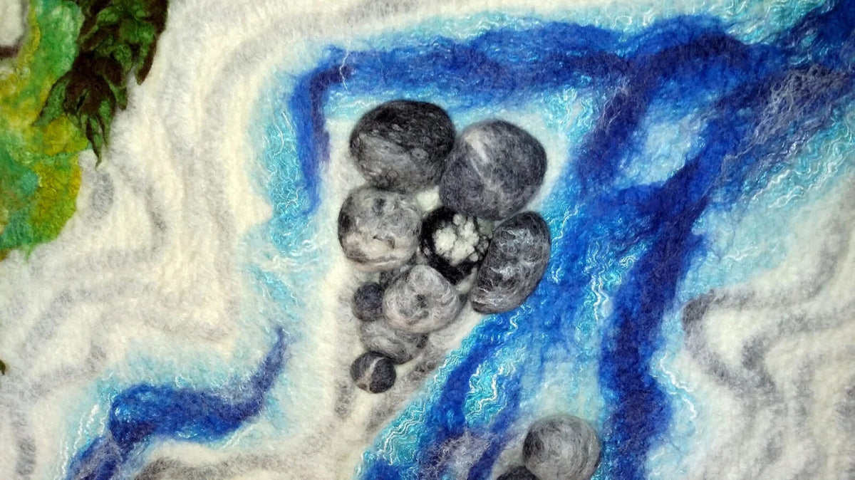 Felted Wall Hanging Tapestry Textile Art - Flowing River