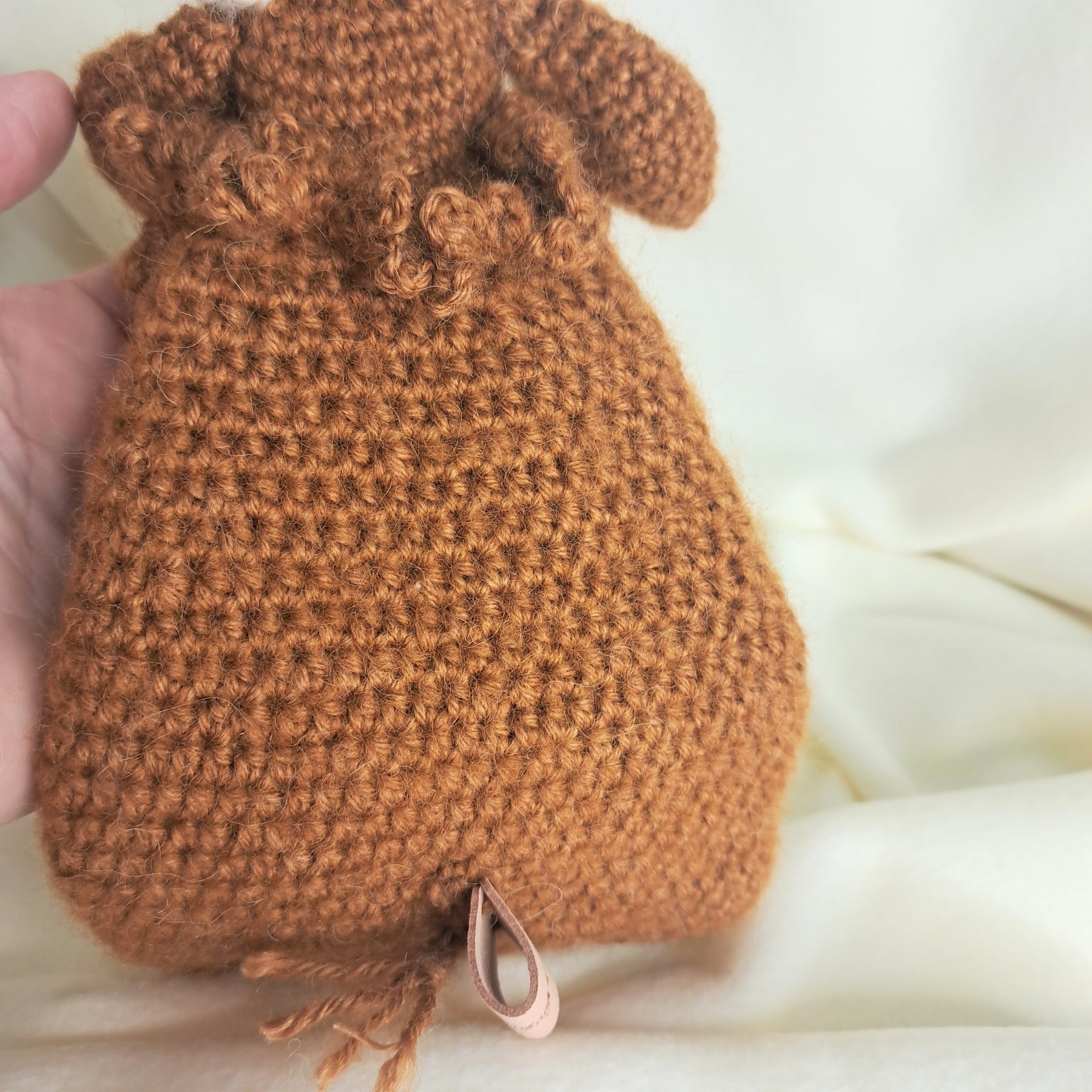 Handmade crochet Highland cow snuggler, Australian wool, alpaca, silk