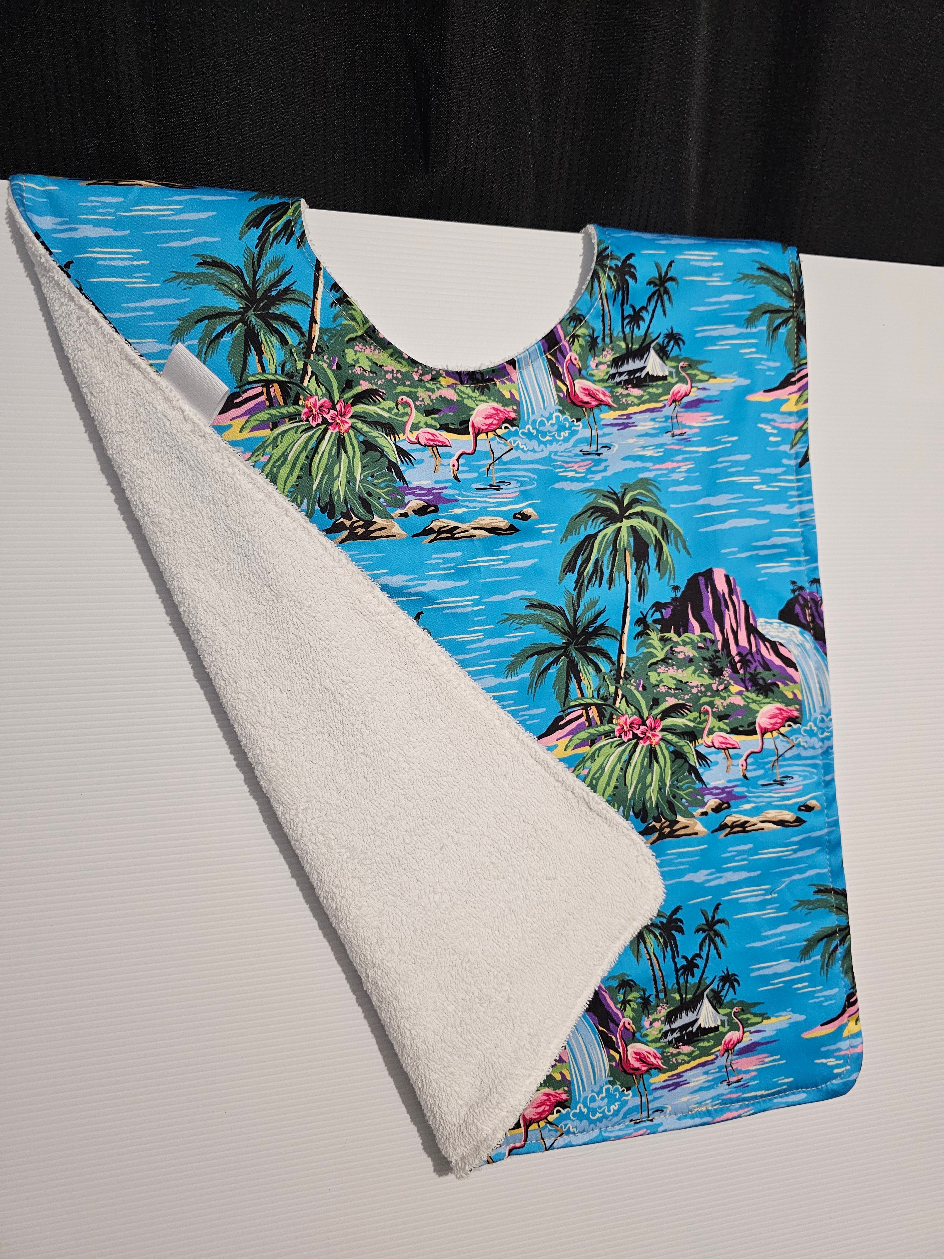 Adult / Special Needs Bib – Clothing Protector - Flamingos
