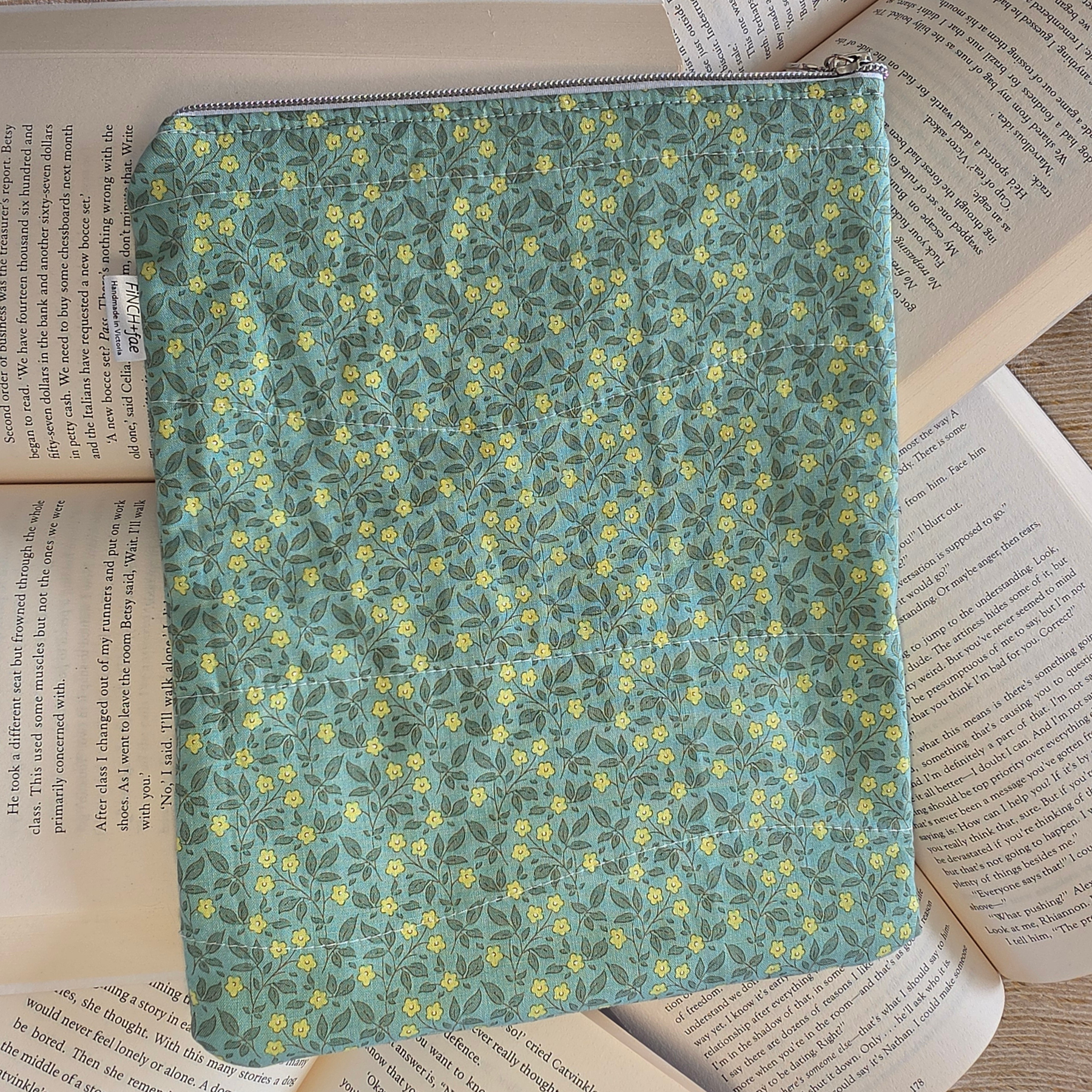 Floral designs - book or 11" tablet sleeve, handmade