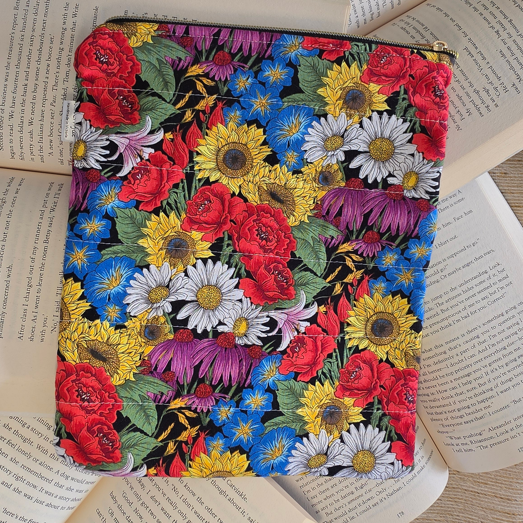 Floral designs - book or 11" tablet sleeve, handmade
