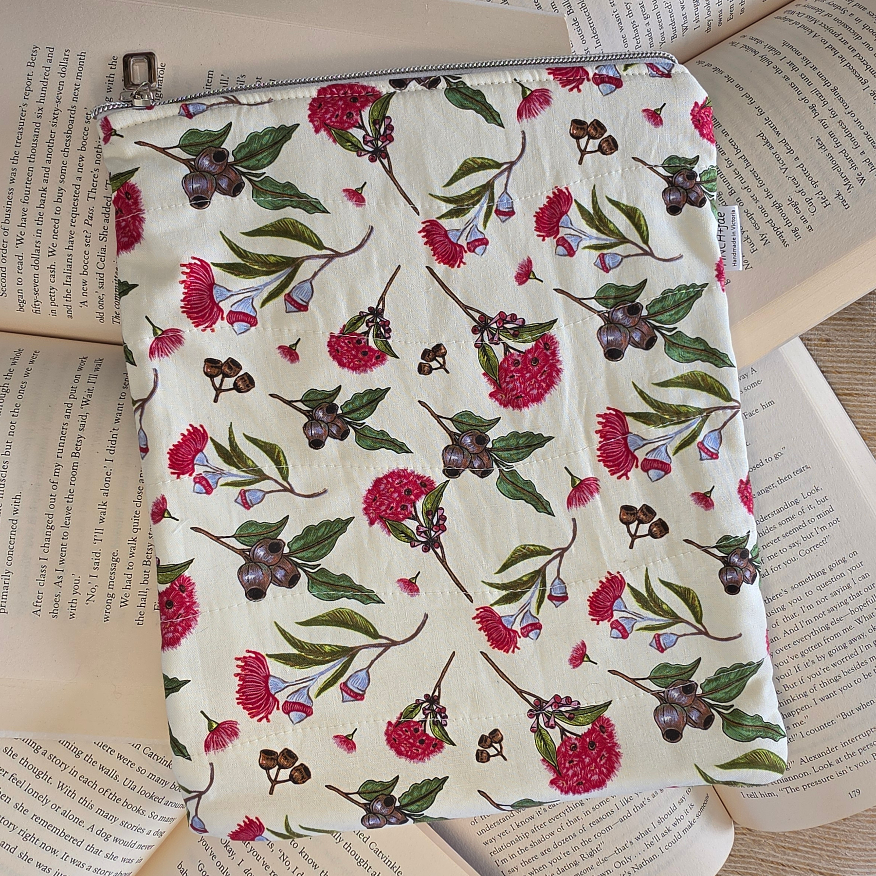 Floral designs - book or 11" tablet sleeve, handmade