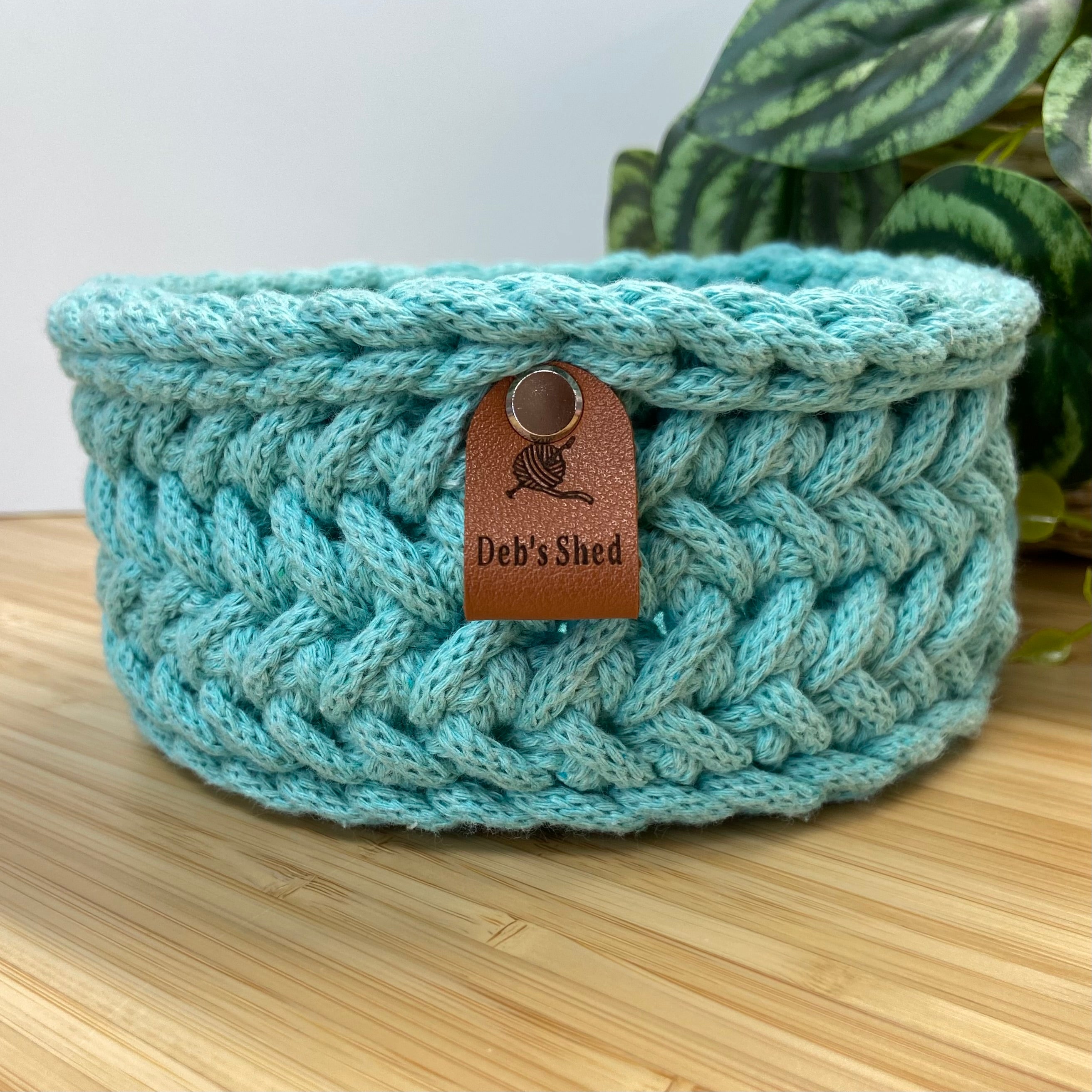 Crochet Basket - Round - Cotton Cord - Chevron