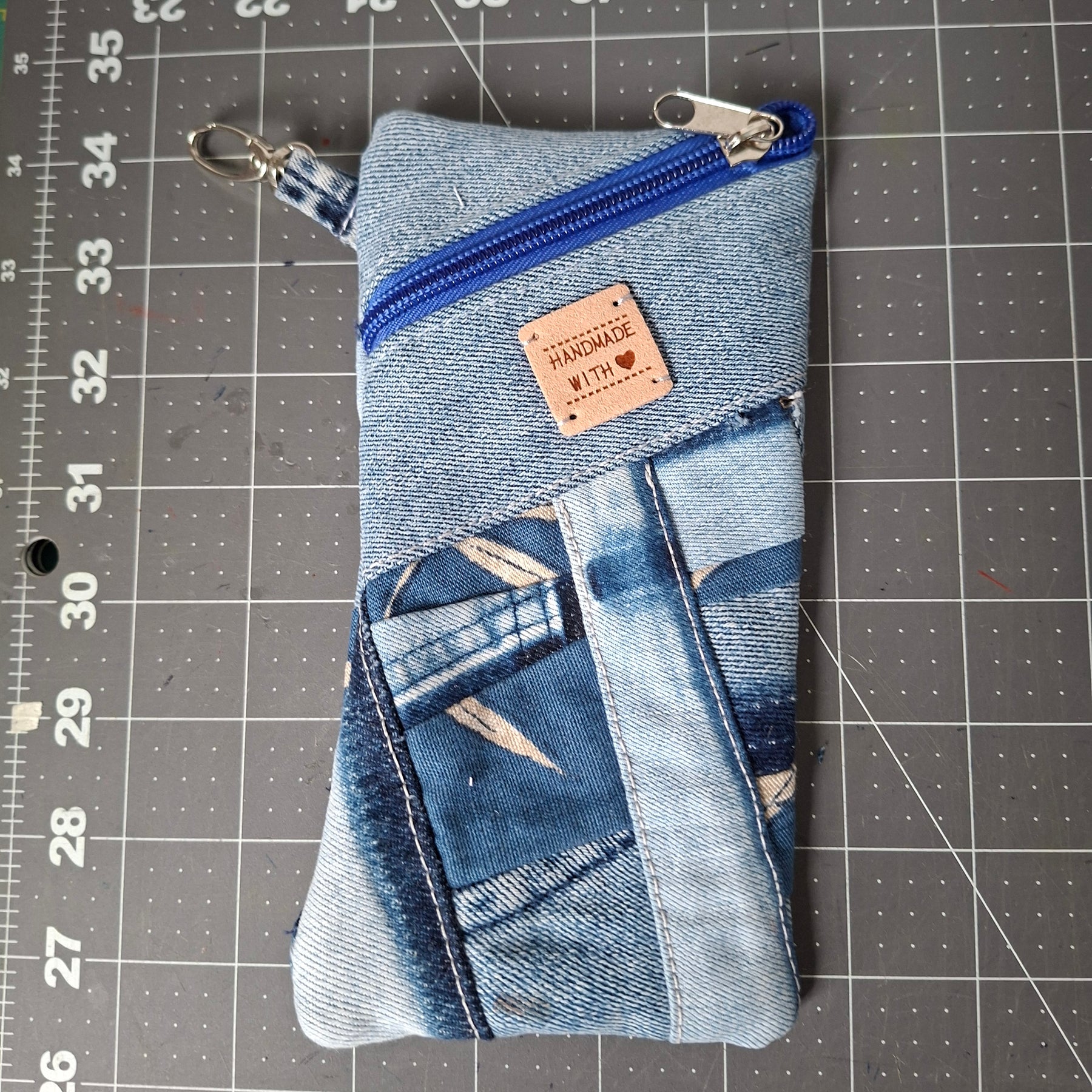 Patchwork Linen & Denim Recycled Glasses Case