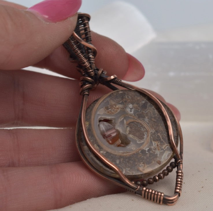 Forgotten Sea's - Natural Fossil Pendant in Antiqued Copper