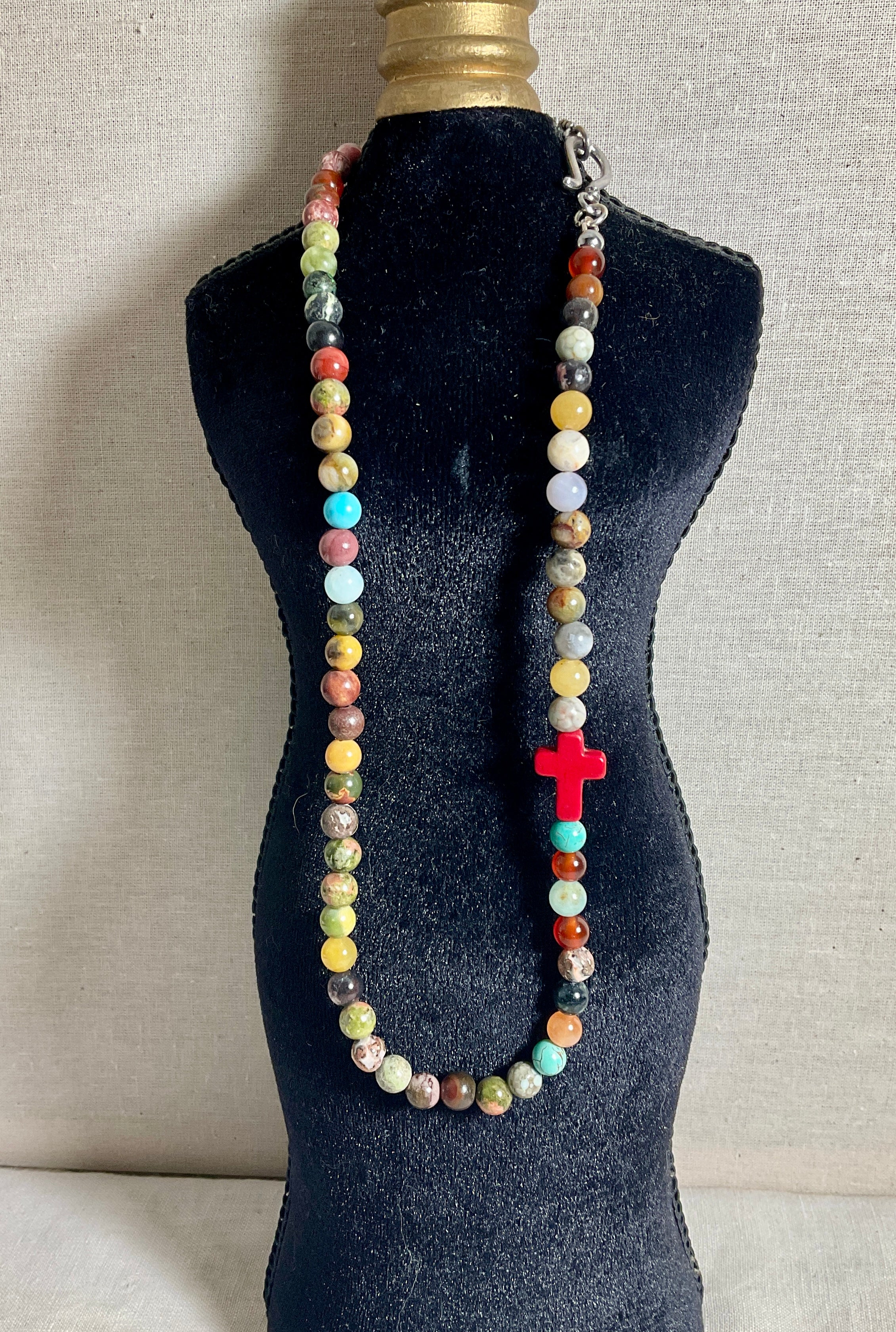 Gemstone necklace. Multi coloured