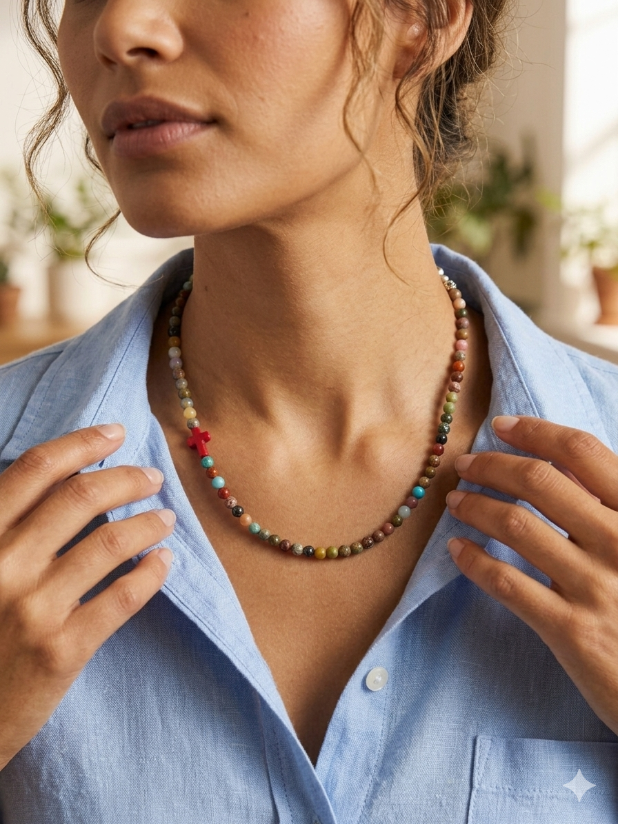 Gemstone necklace. Multi coloured