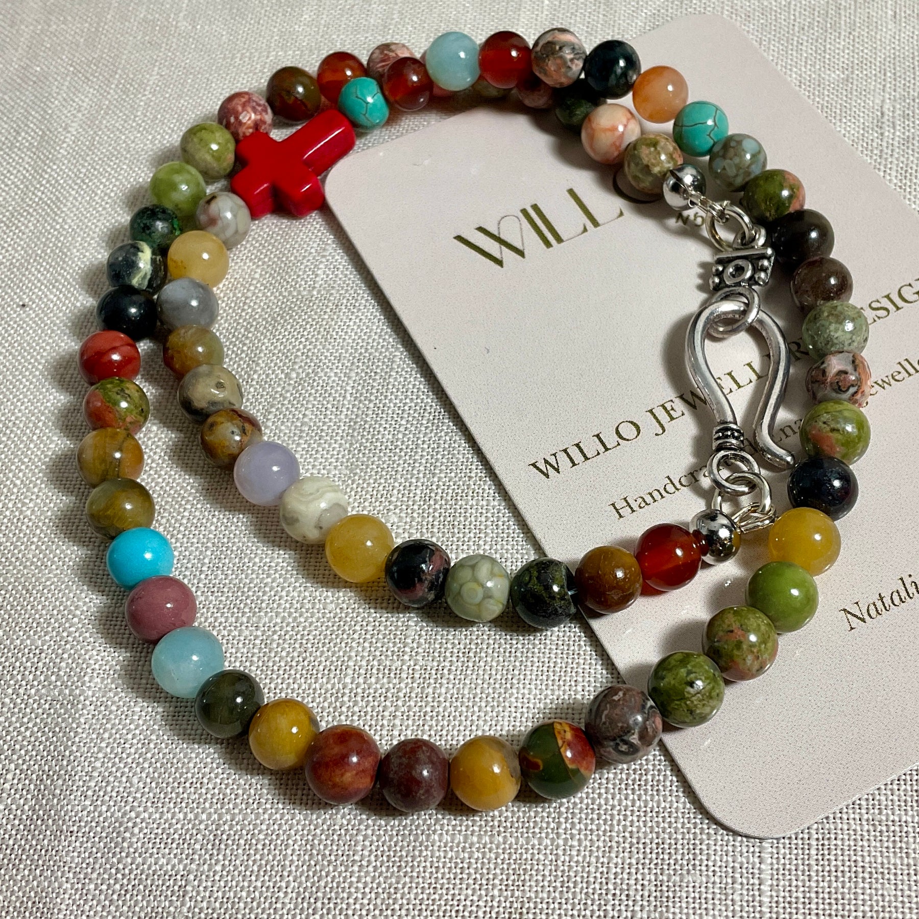 Gemstone necklace. Multi coloured
