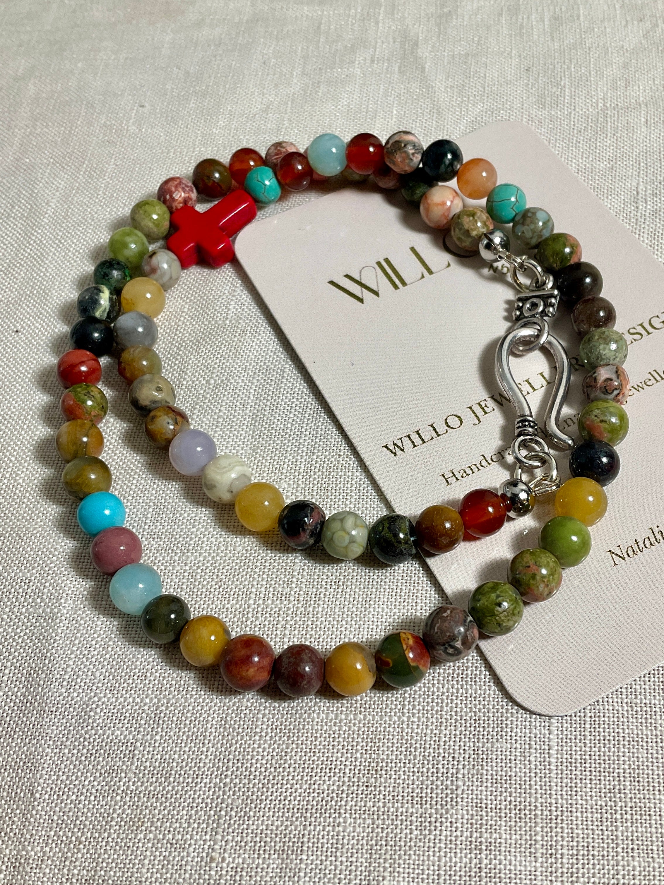 Gemstone necklace. Multi coloured
