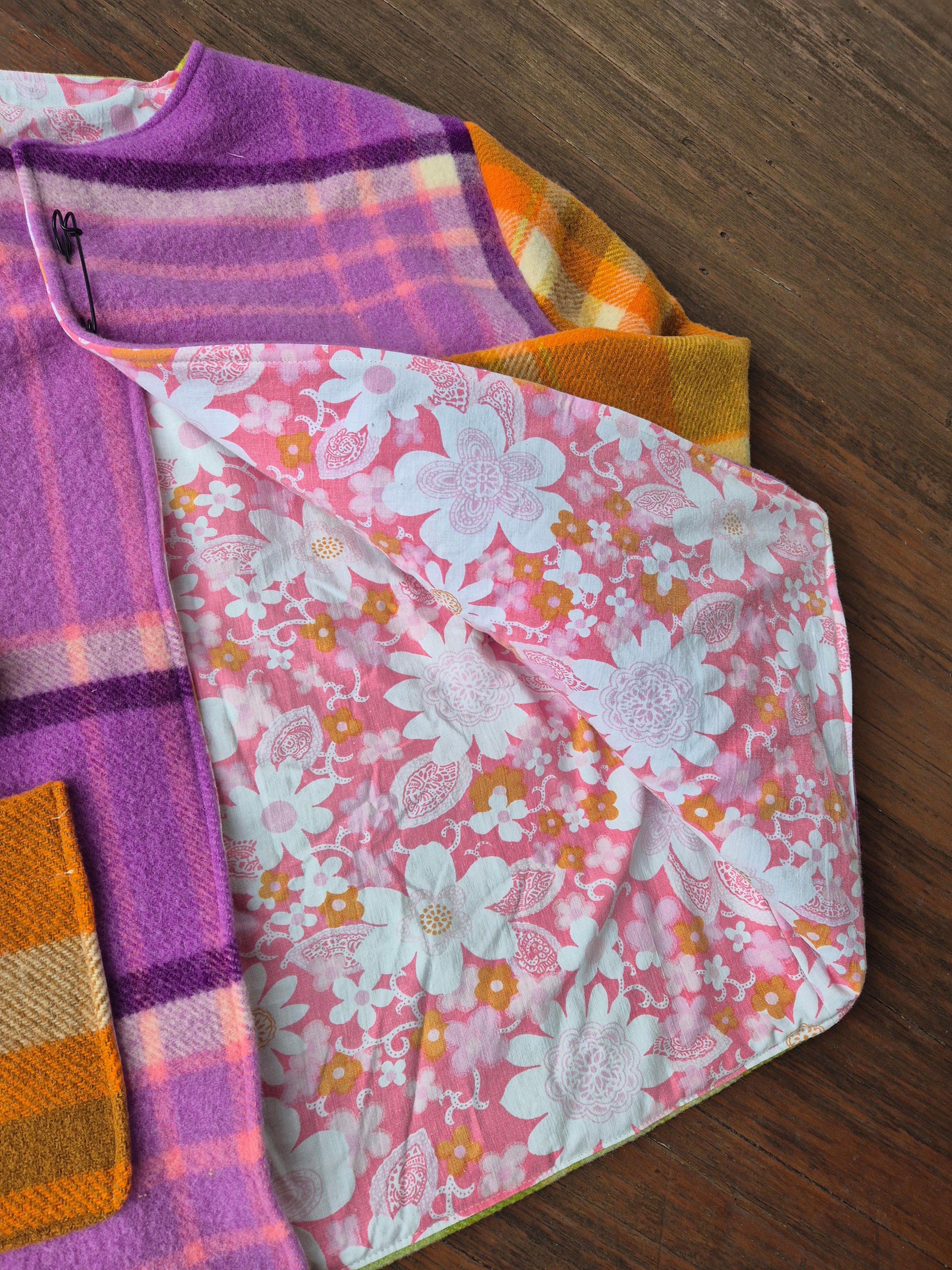 Upcycled woollen blanket jacket size 10