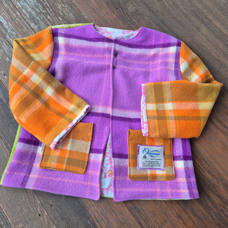Upcycled woollen blanket jacket size 10
