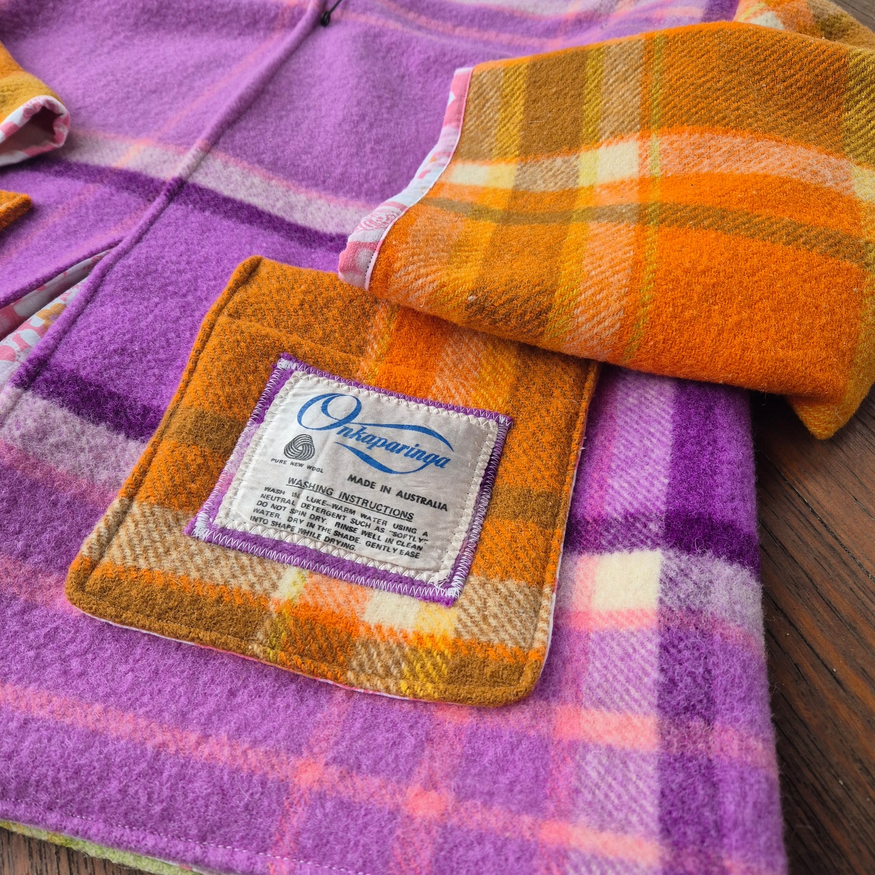 Upcycled woollen blanket jacket size 10