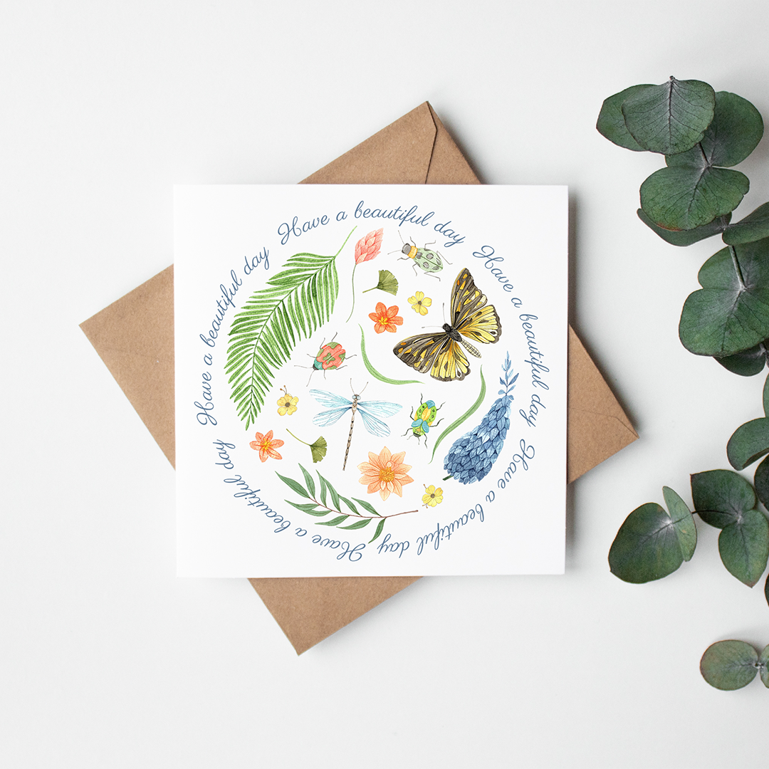 Bugs and Butterflies Beautiful Day Blank Greetings Card