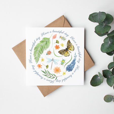 Bugs and Butterflies Beautiful Day Blank Greetings Card